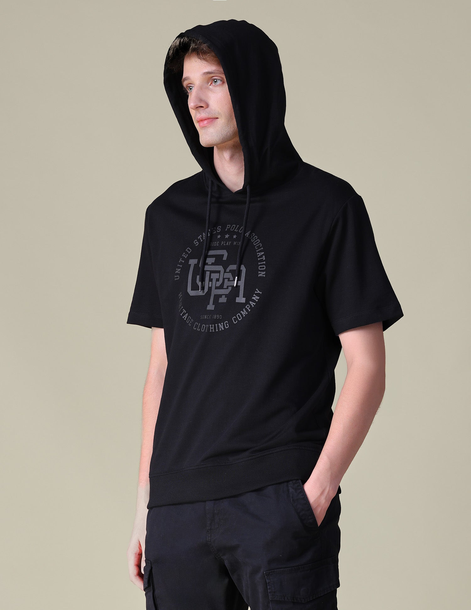 Hooded Relaxed Fit T-Shirt Black - U.S. POLO ASSN. | Large
