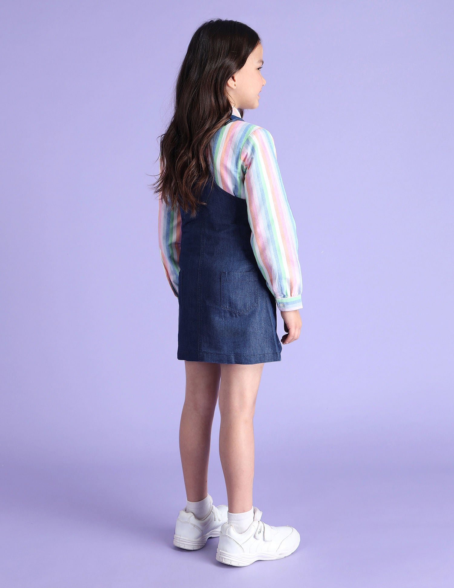 Girls Corduroy Dungree Dress Med Blue - U.S. POLO ASSN. | Large