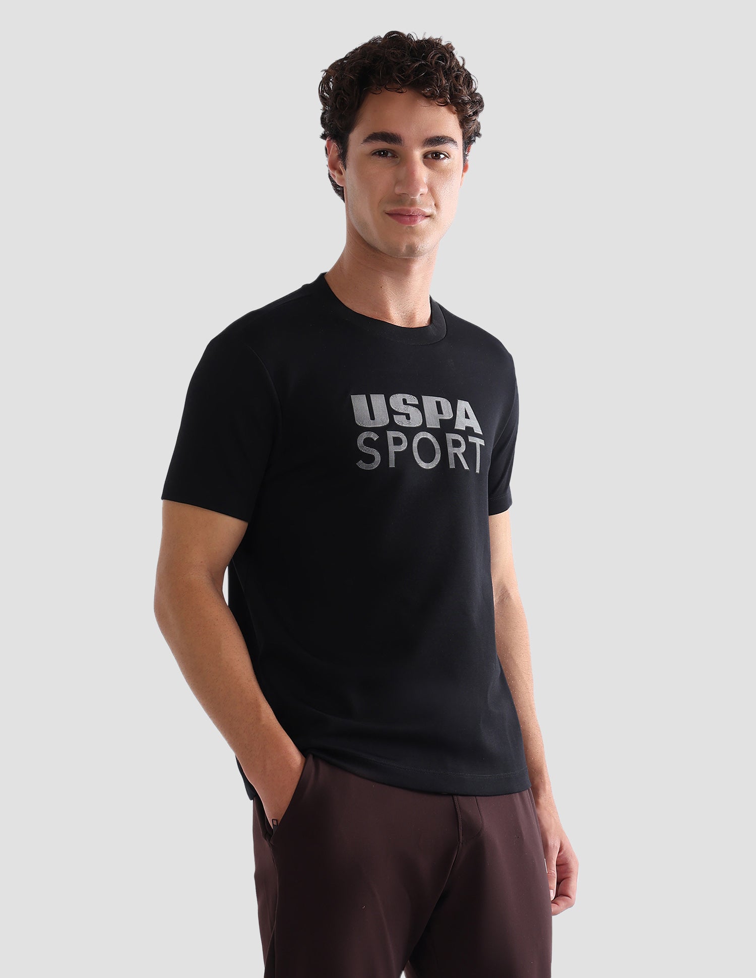 Brand Printed Slim Fit Active T-Shirt Black - U.S. Polo Assn. India | Large