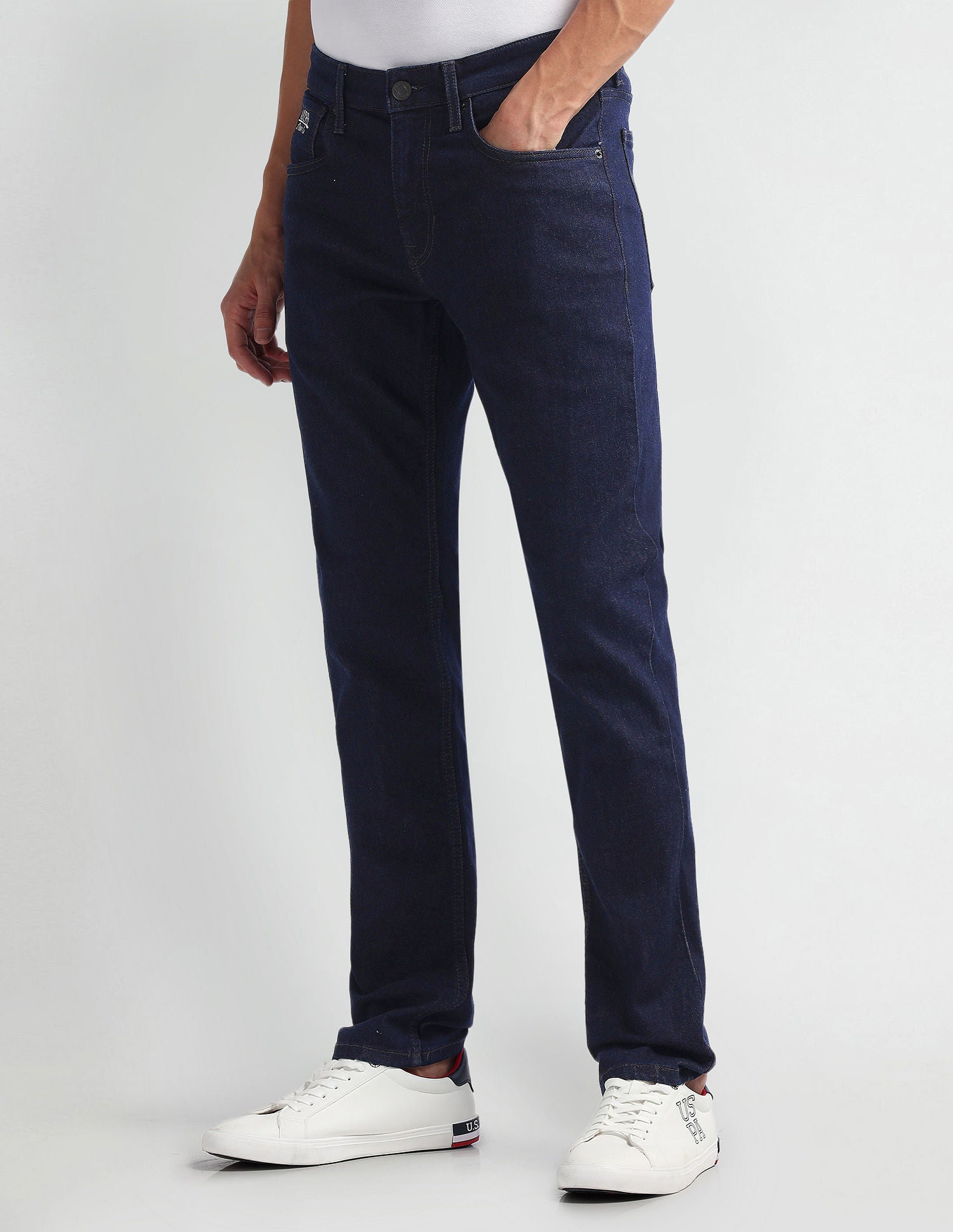 Brandon Slim Tapered Fit Blue Jeans Dark Blue - U.S. Polo Assn. India | Large