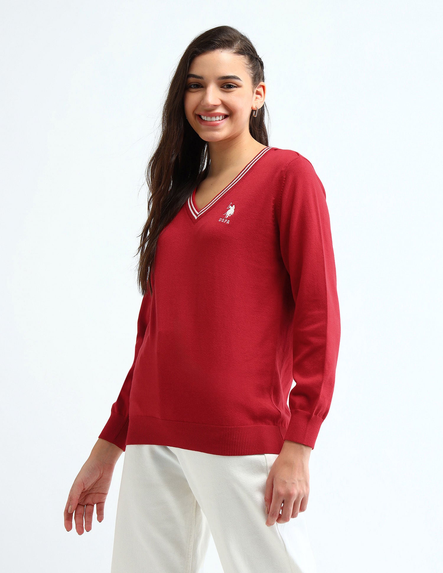 Pure Cotton Regular Fit Sweater Red - U.S. POLO ASSN. | Large