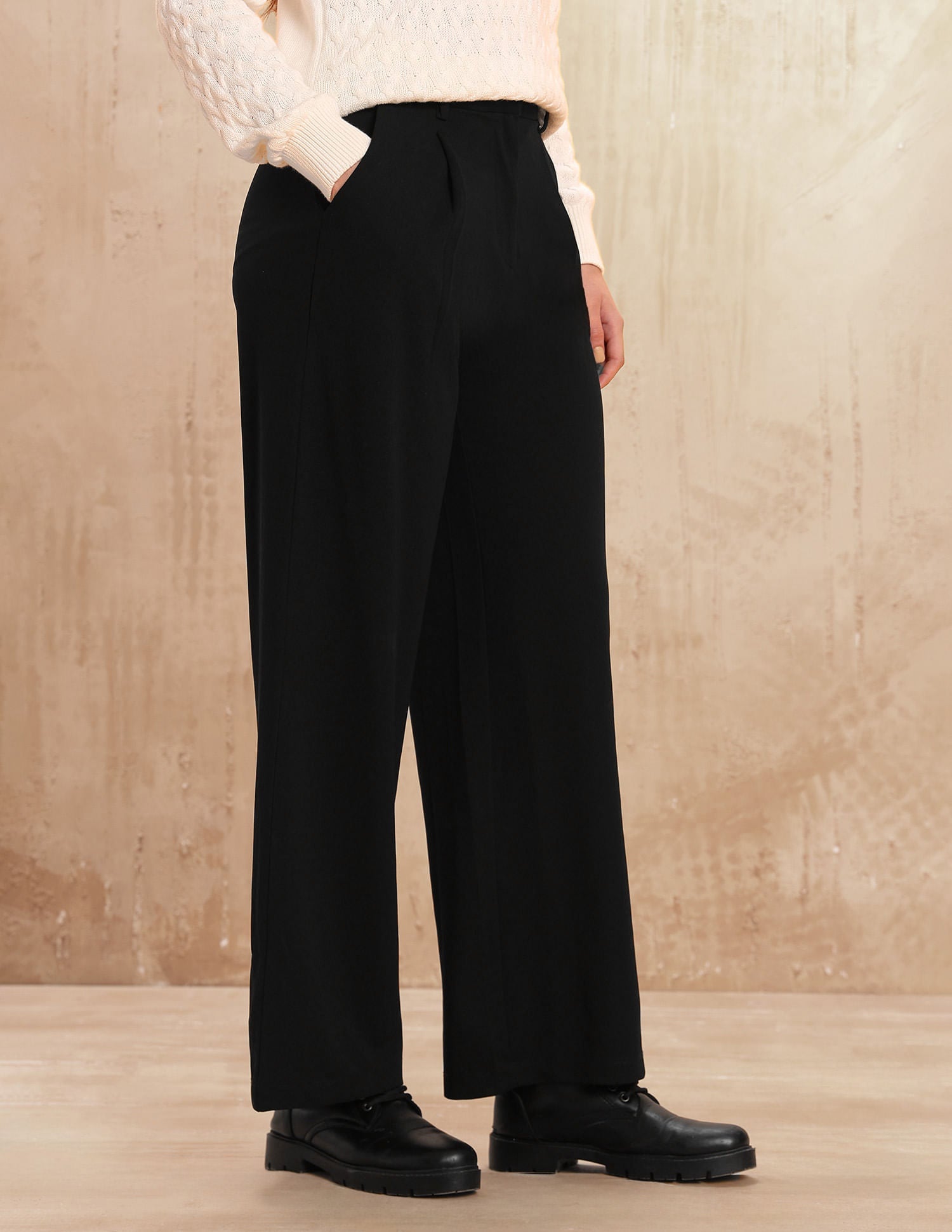 High Rise Wide Leg Trousers Black - U.S. POLO ASSN. | Large