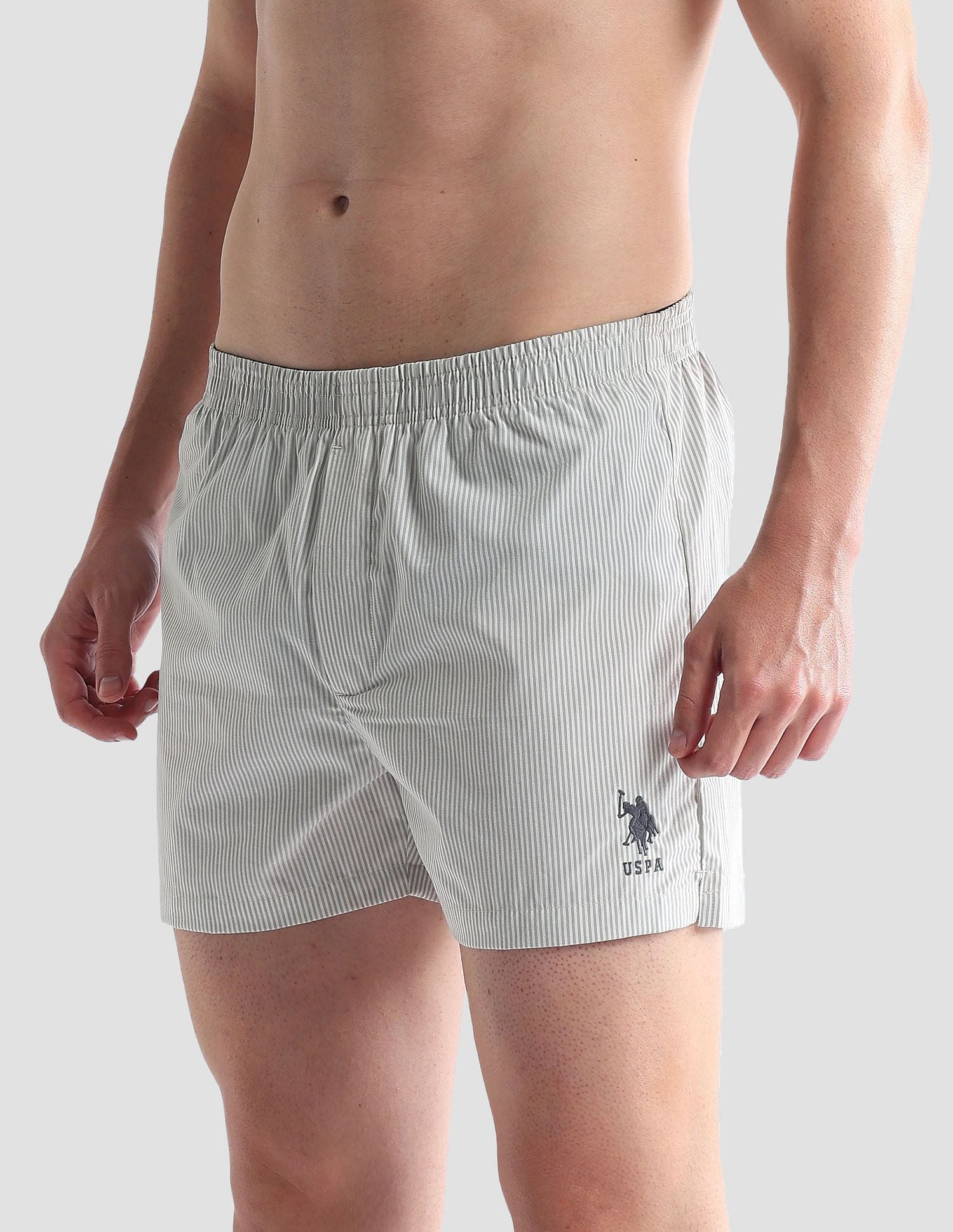 Pure Cotton EX004  Boxer Shorts - Pack of 1 Grey and White - U.S. POLO ASSN. | Large