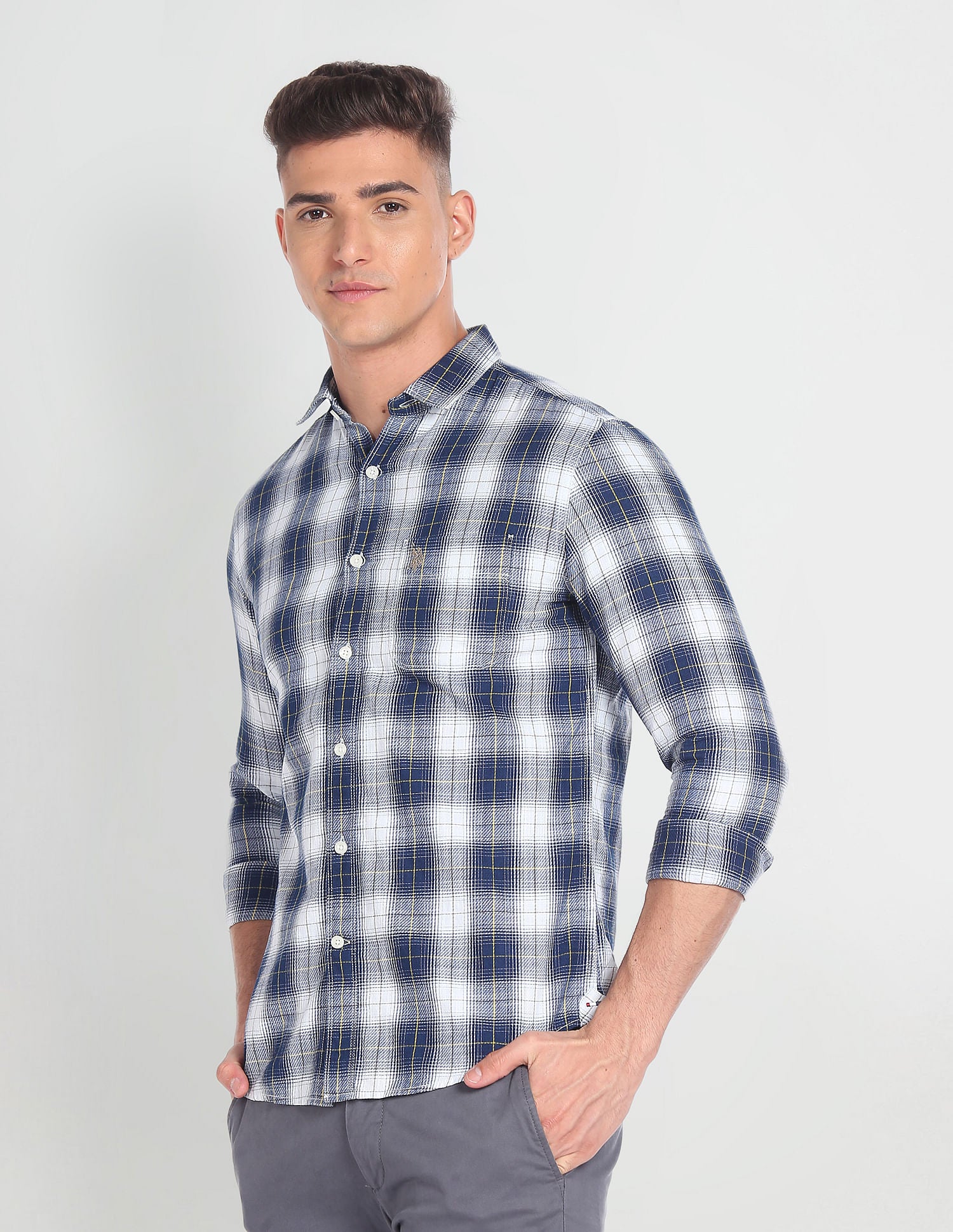 Dupplin Check Twill Shirt Indigo - U.S. POLO ASSN. | Large