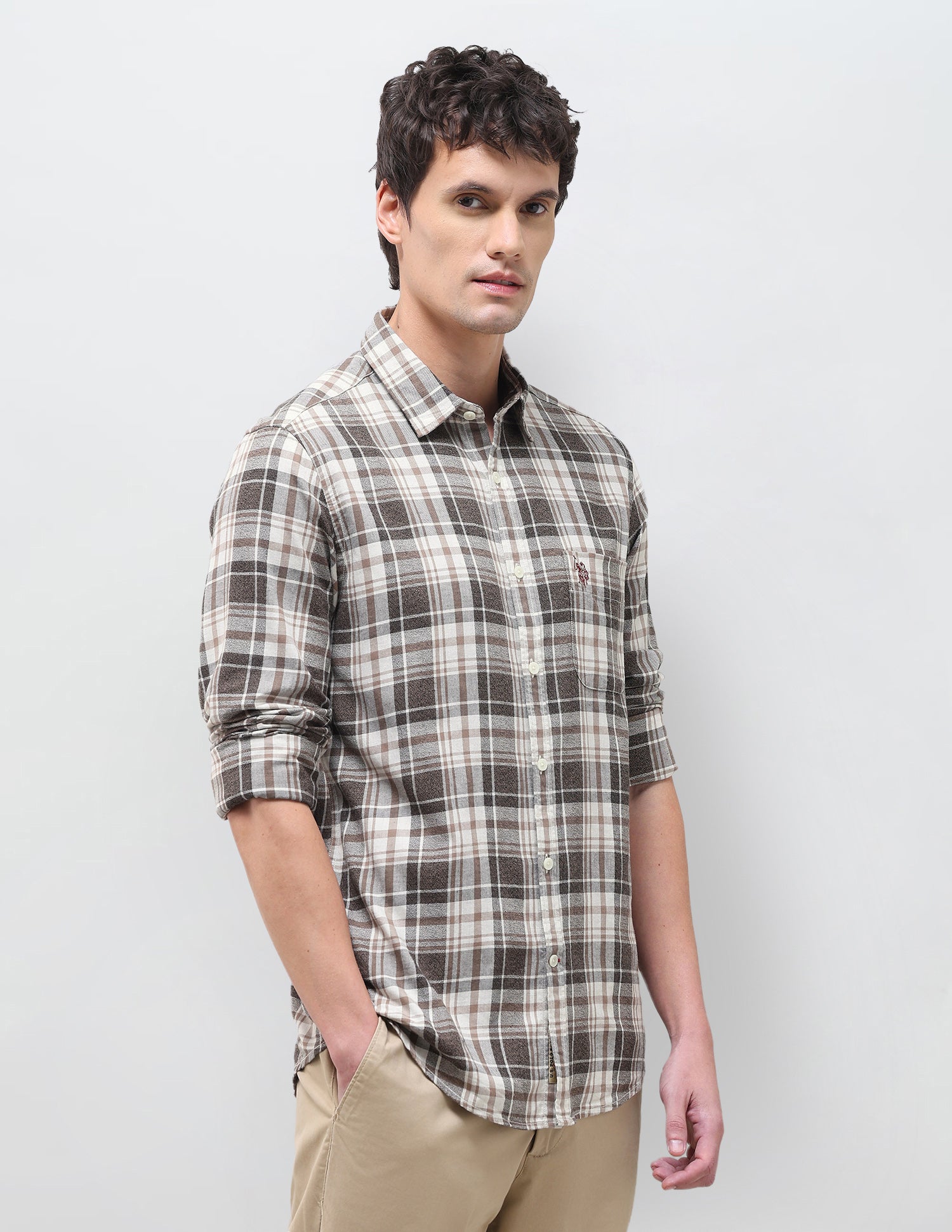 Plaid Checked Regular Fit Shirt Brown - U.S. Polo Assn. India | Large