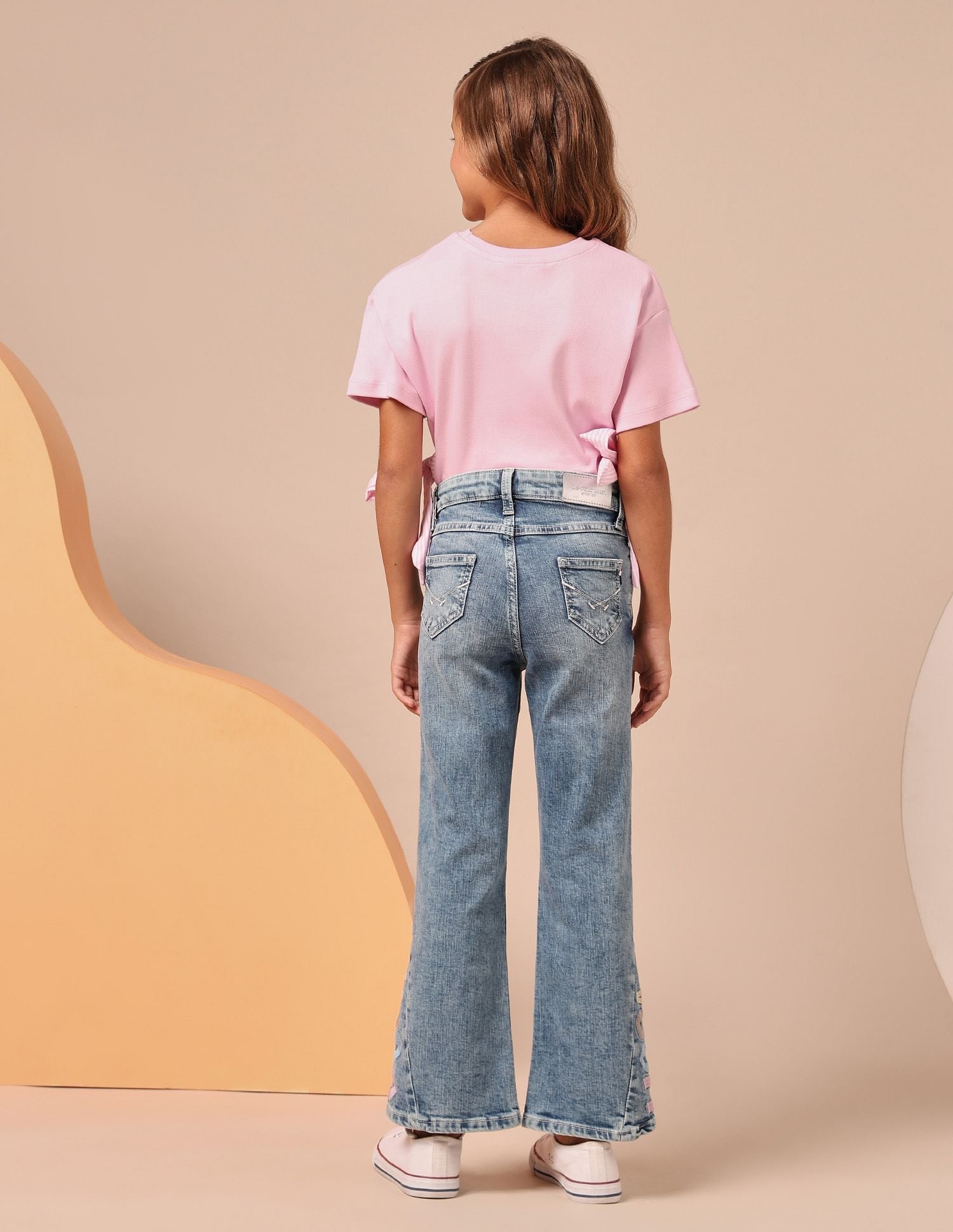 Girls Mid Rise Bootcut Jeans Light Blue - U.S. POLO ASSN. | Large