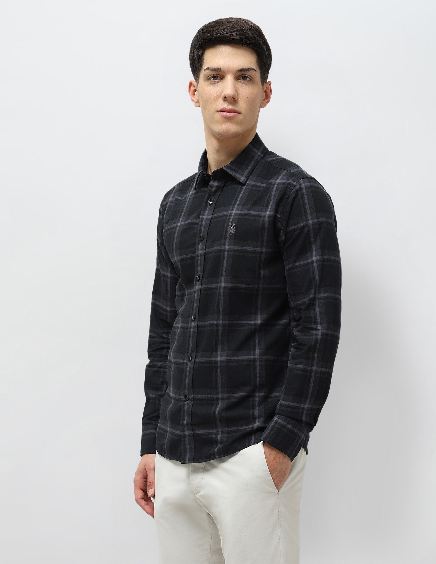 Tartan Checked Tailored Fit Shirt Grey - U.S. POLO ASSN. | Large