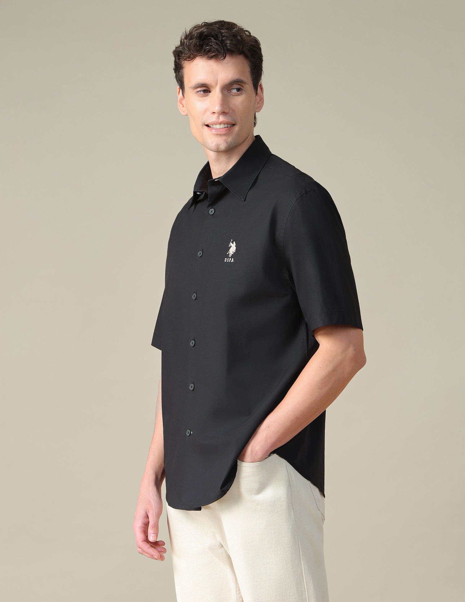 Graphic Brand Embroidered Twill Shirt Dark Grey - U.S. Polo Assn. India | Large