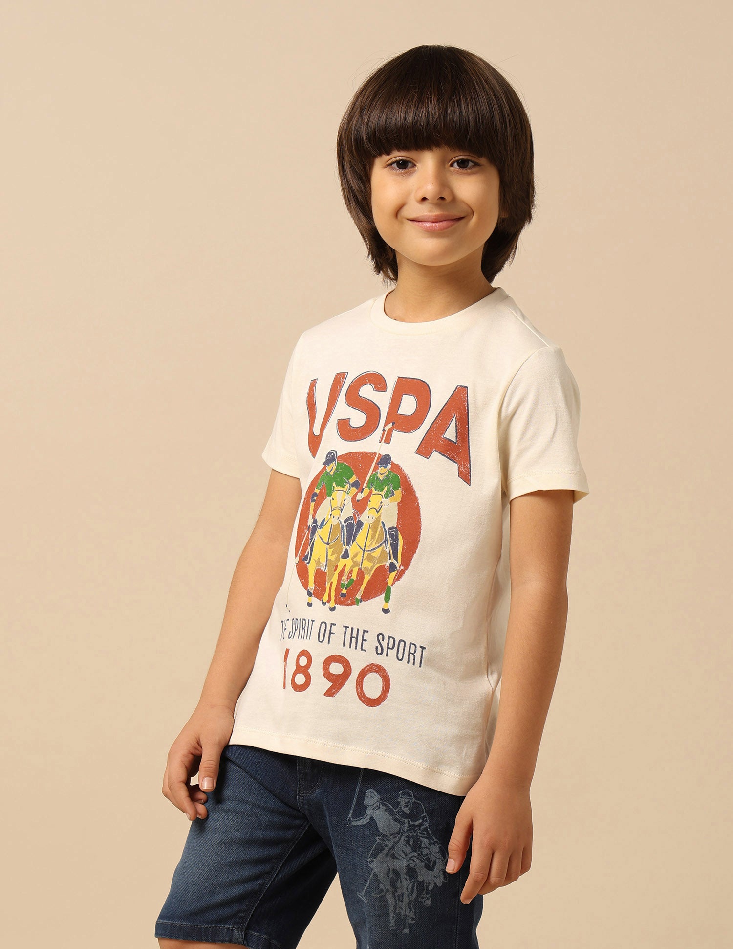 Boys Graphic Brand Printed T-Shirt Off White - U.S. POLO ASSN. | Large