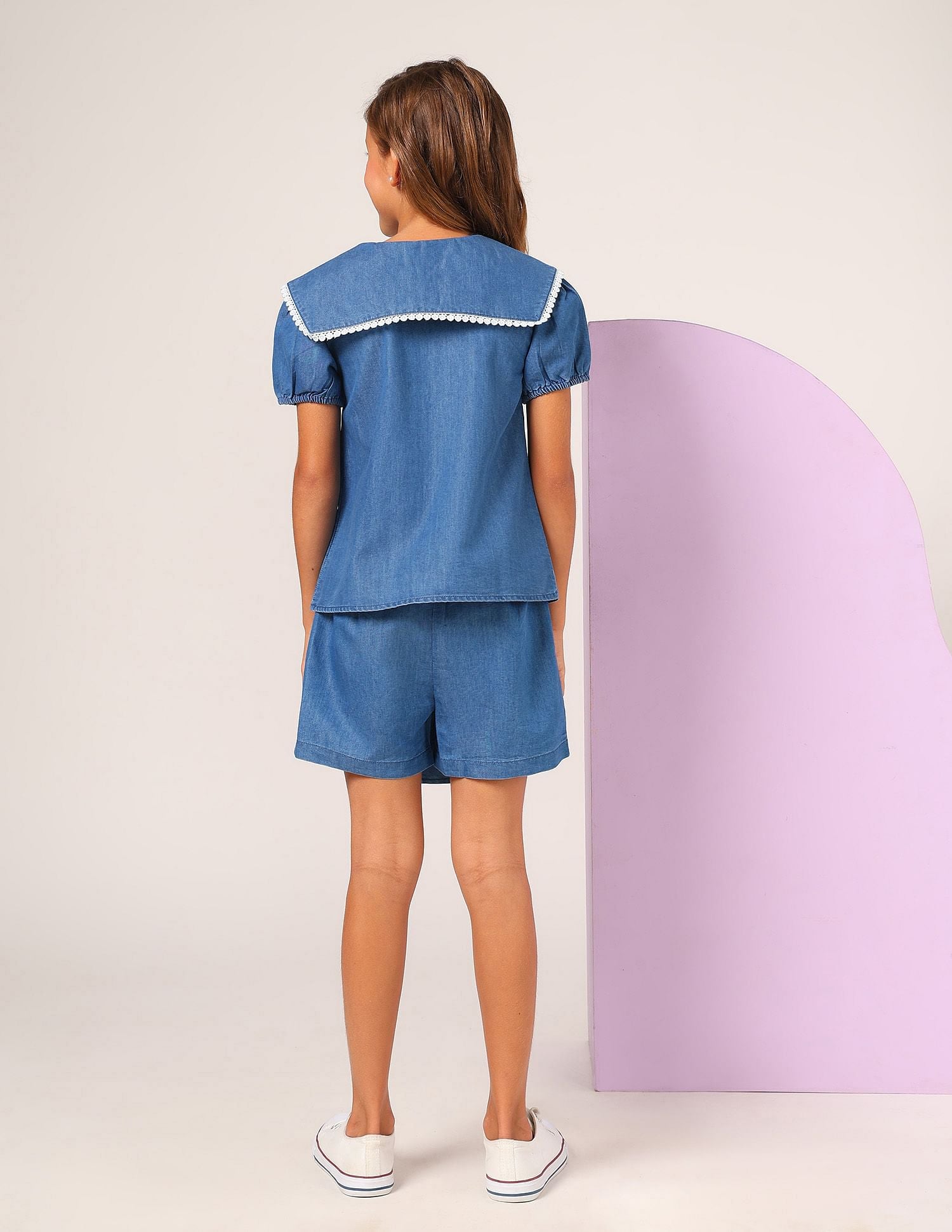 Girls Cape Collar Chambray Top Indigo - U.S. POLO ASSN. | Large