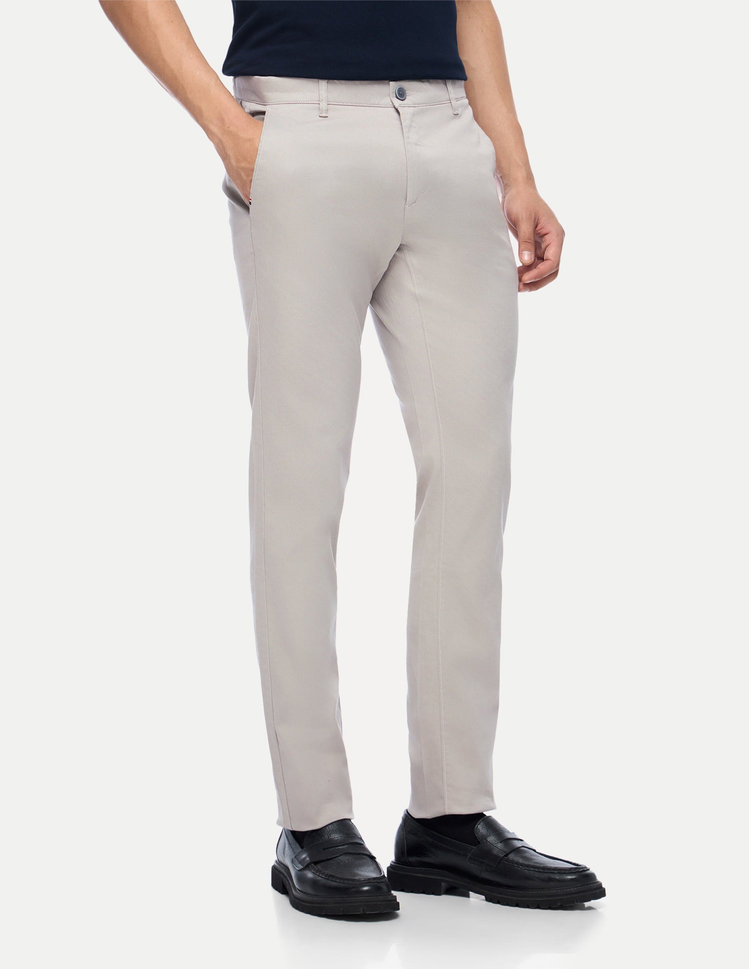Austin Regular Fit Cotton Stretch Printed Signature Chinos Grey - U.S. Polo Assn. India | Large