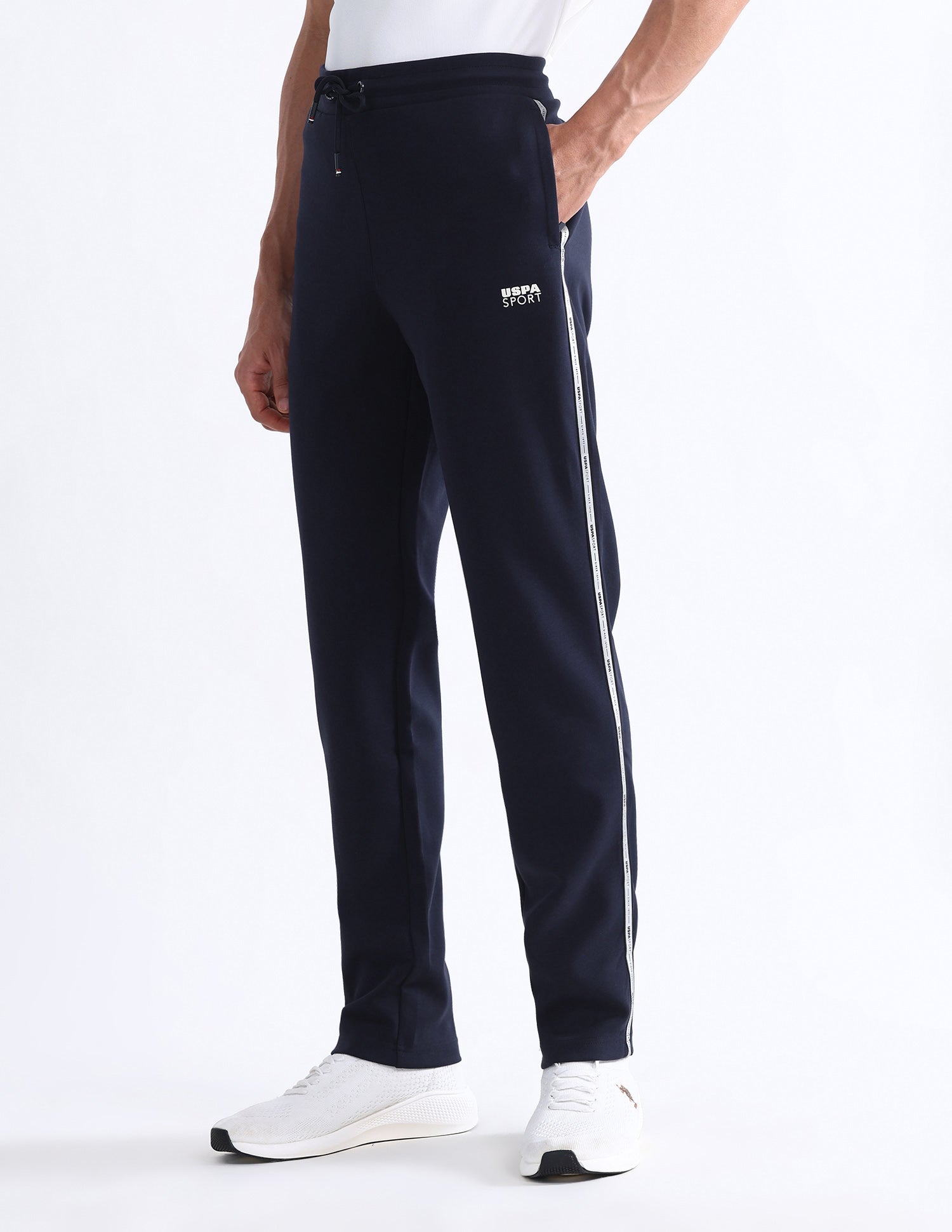 Mid Rise Solid Active Track Pants Navy - U.S. Polo Assn. India | Large