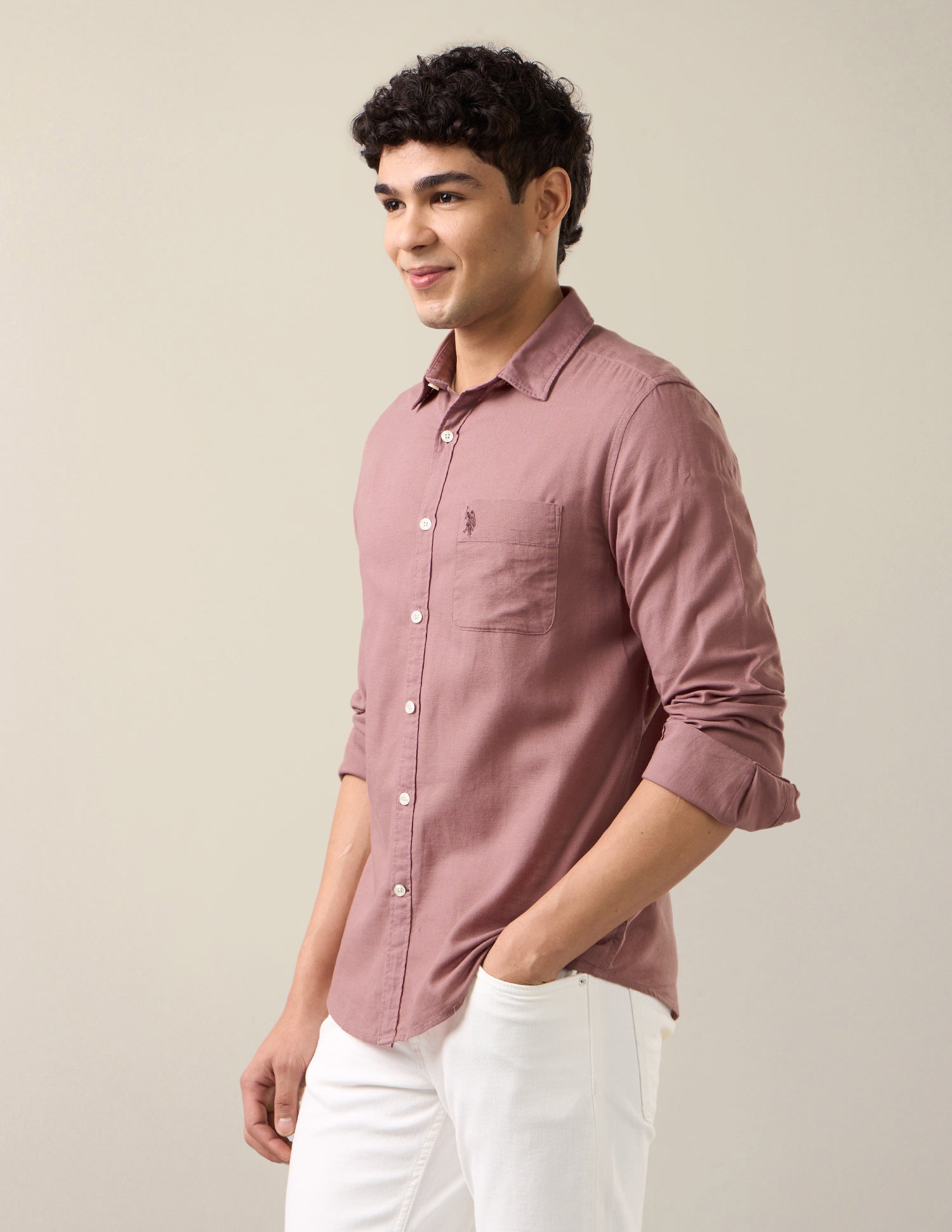 Solid Regular Fit Shirt Pink - U.S. Polo Assn. India | Large