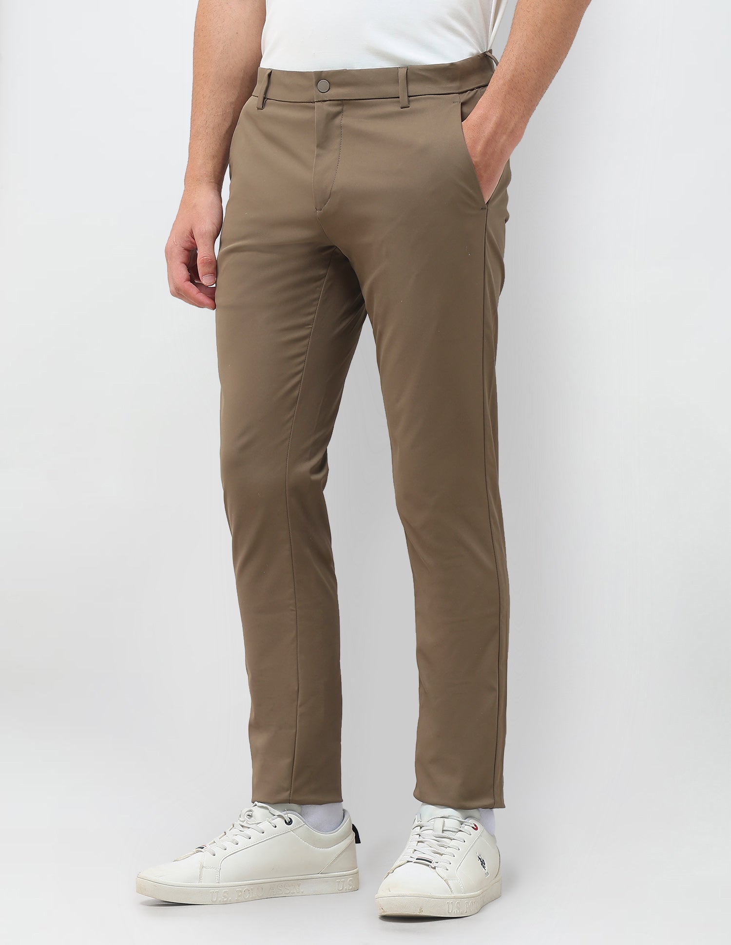 Mid Rise Austin Slim Fit Trousers Brown - U.S. Polo Assn. India | Large
