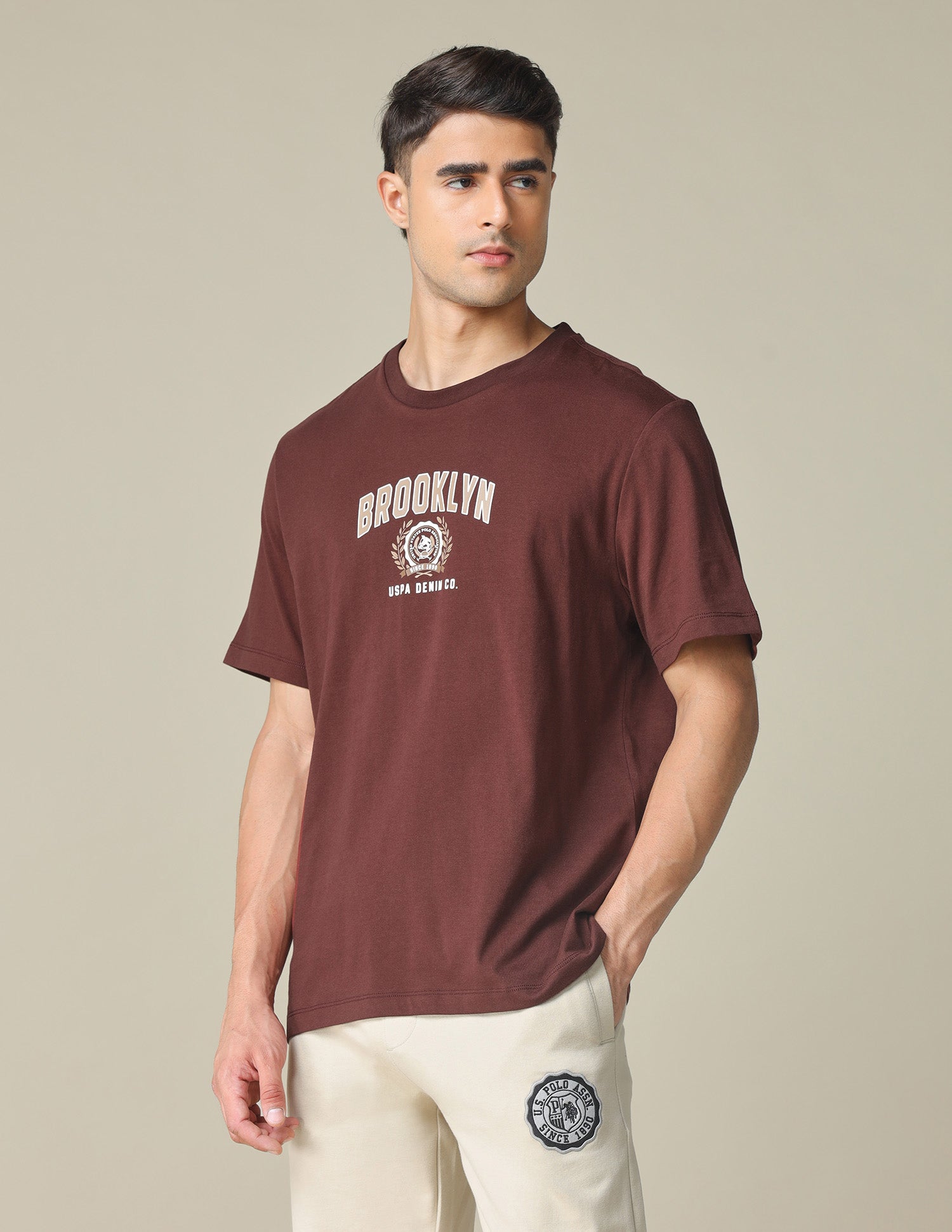 Oversized Fit Typographic Printed T- Shirt Maroon - U.S. POLO ASSN. | Large