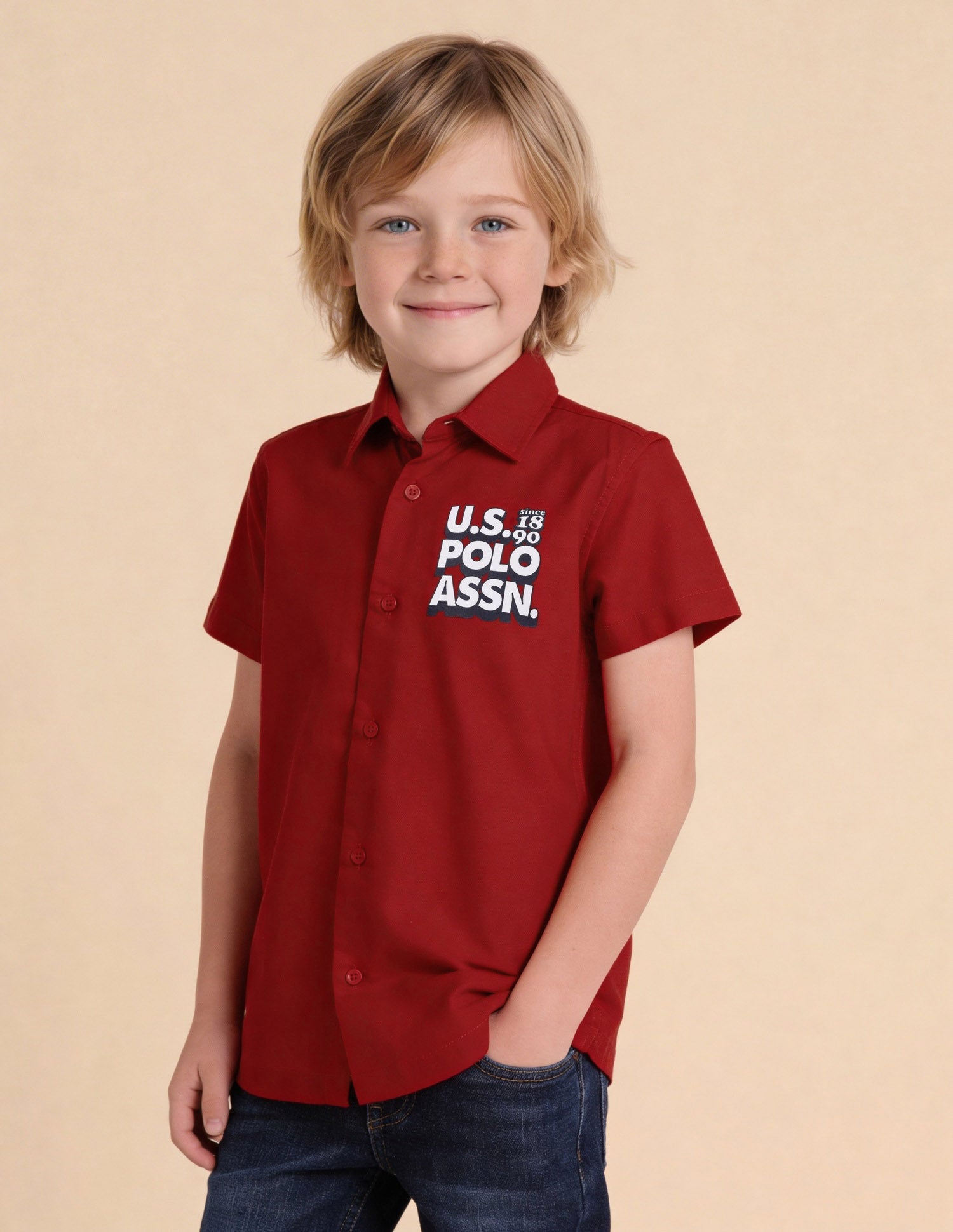 Brand Printed Regular Fit Shirt Red - U.S. Polo Assn. India | Large