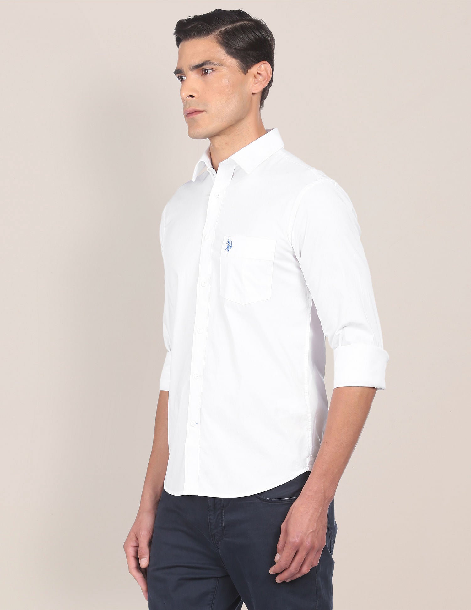Men White Slim Fit Solid Casual Shirt – U.S. Polo Assn. India