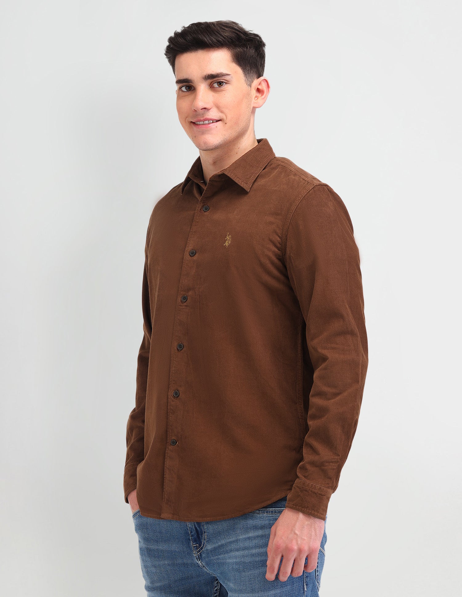 Textured Cotton Shirt Rust - U.S. Polo Assn. India | Large