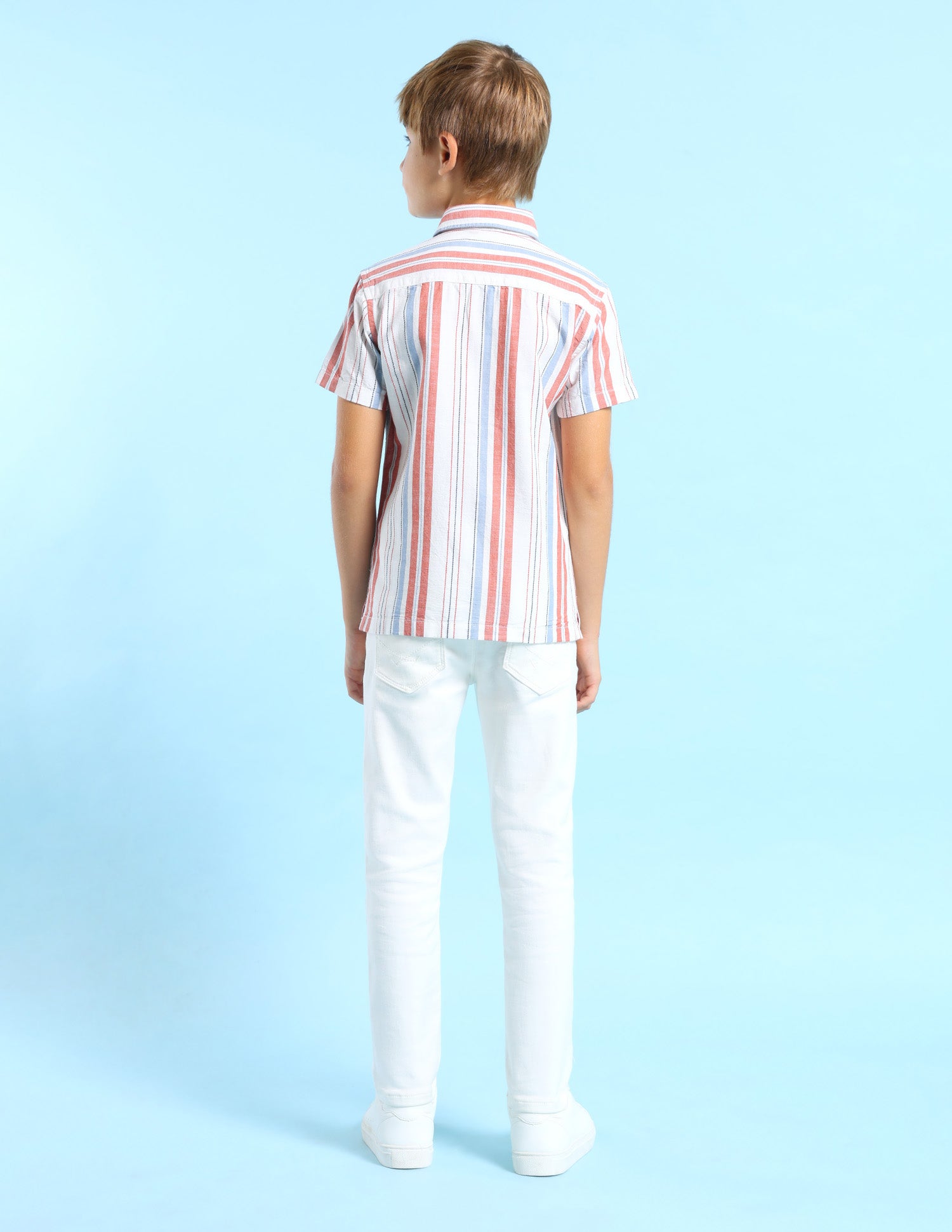 Boys Dobby Vertical Striped Shirt Red - U.S. POLO ASSN. | Large