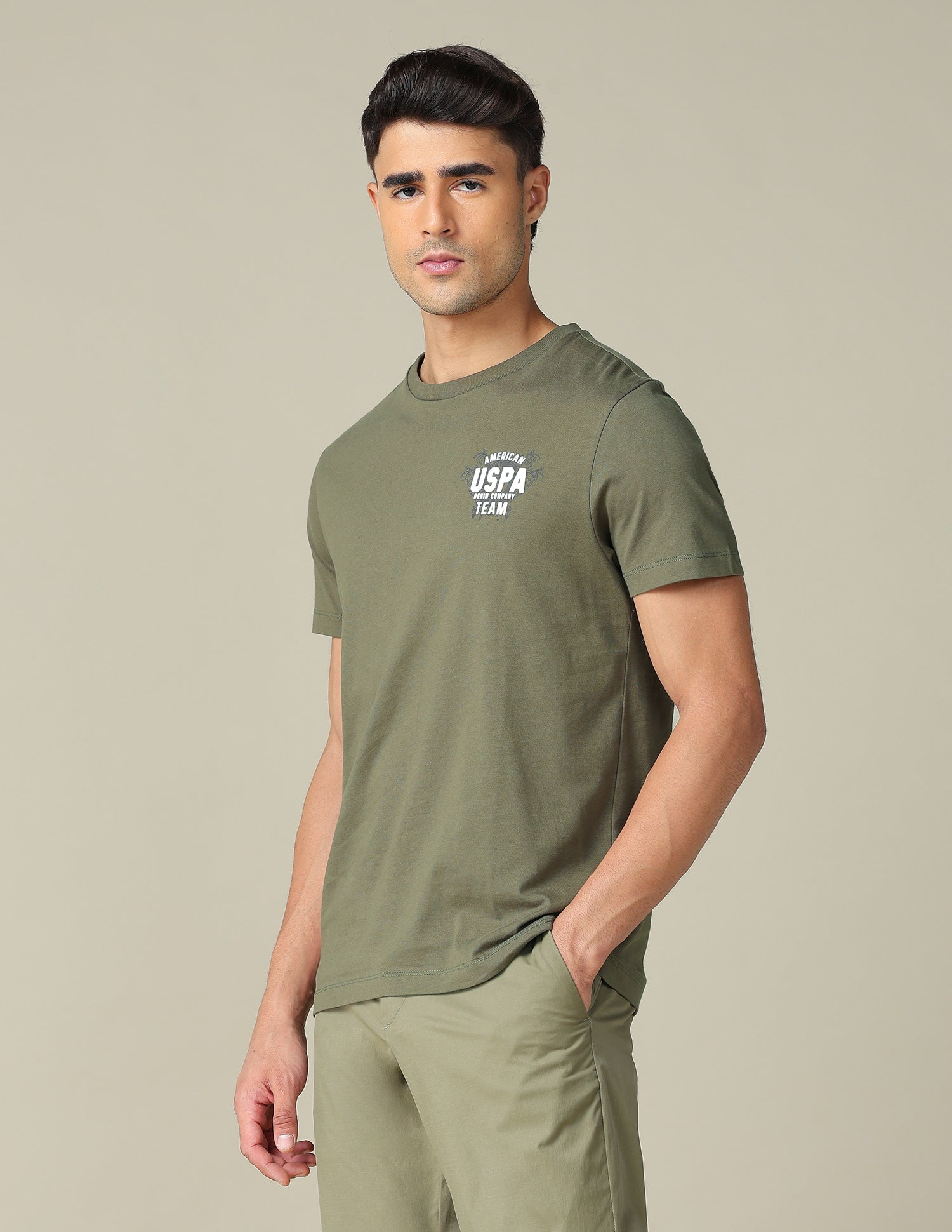 Muscle Fit Brand Printed T- Shirt Light Green - U.S. POLO ASSN. | Large