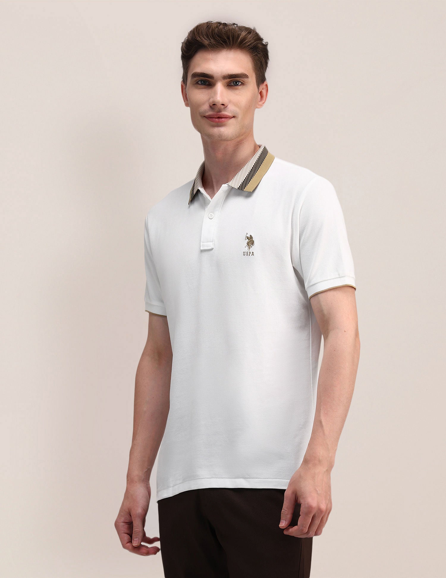 Slim Fit Cotton Polo Shirt White - U.S. POLO ASSN. | Large