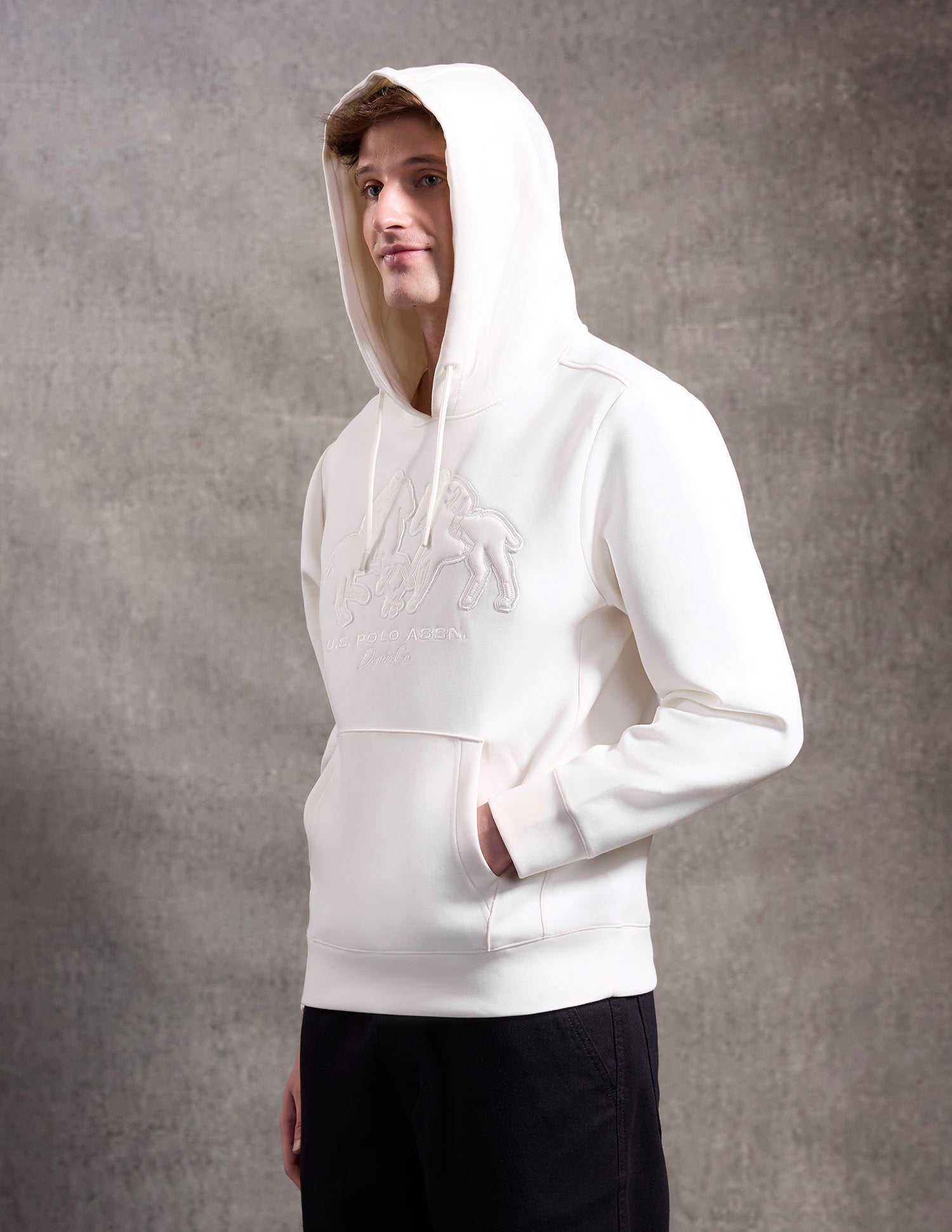 Graphic Embossed Black & Gold Sweatshirt Ecru - U.S. POLO ASSN. | Large