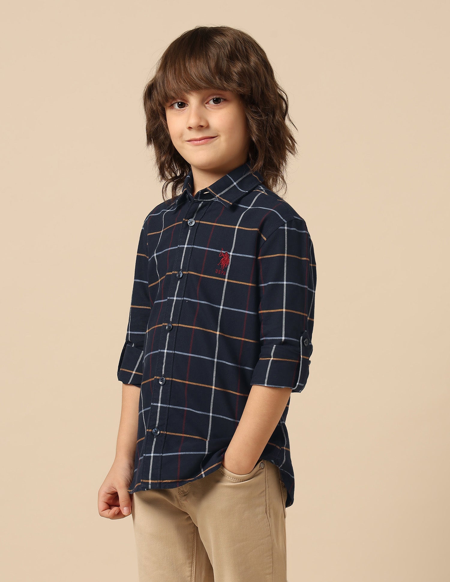 Boys All Over Printed Oxford Shirt Navy - U.S. POLO ASSN. | Large