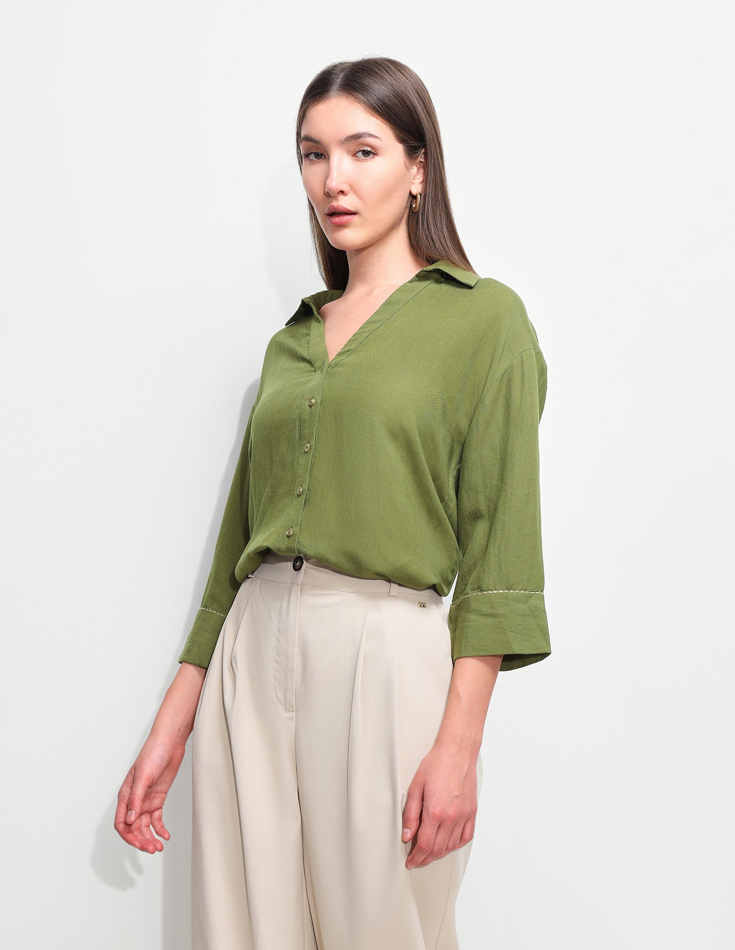 Solid Relaxed Fit Shirt Olive - U.S. Polo Assn. India | Large