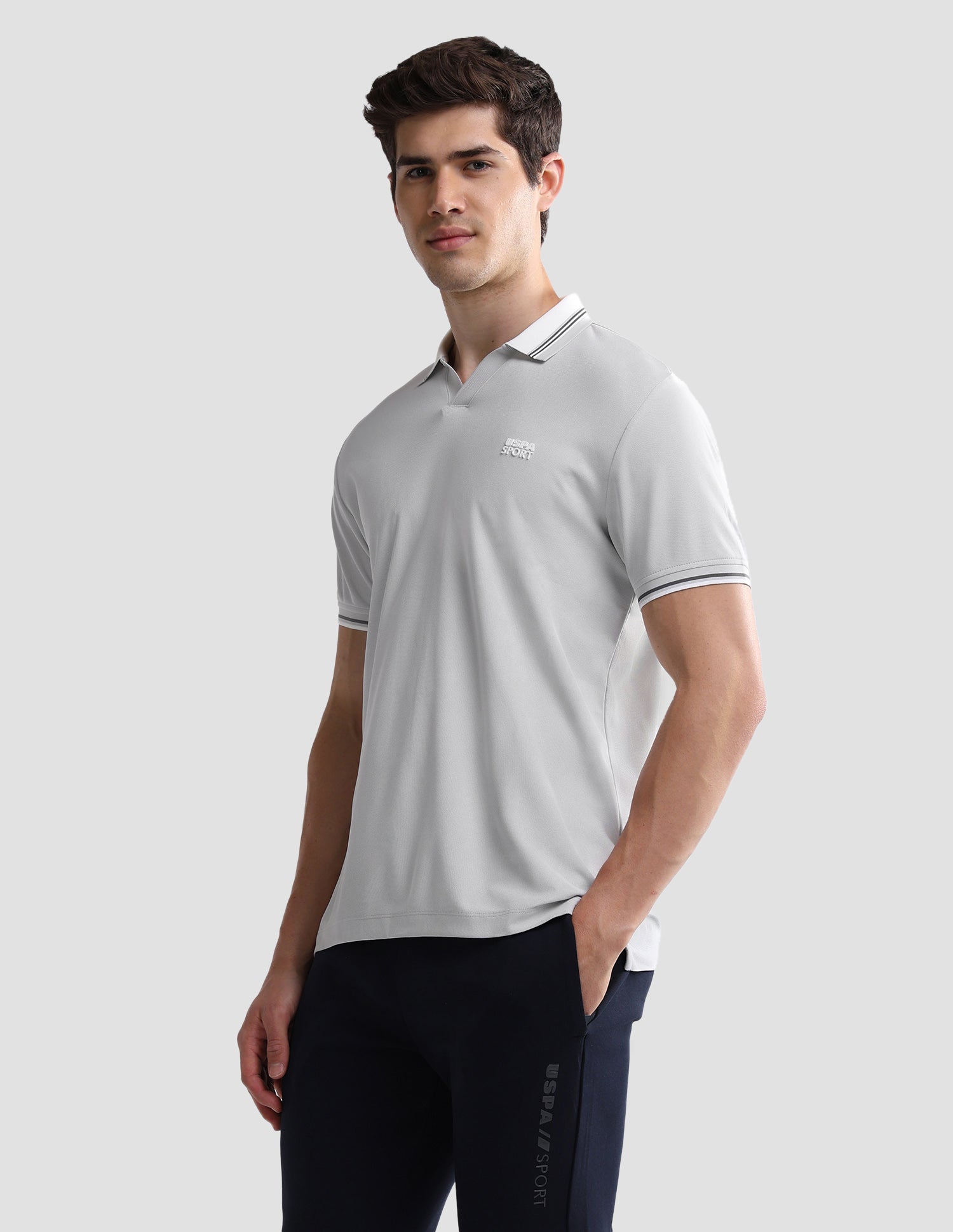 Solid Slim Fit Active Polo Shirt Grey - U.S. Polo Assn. India | Large