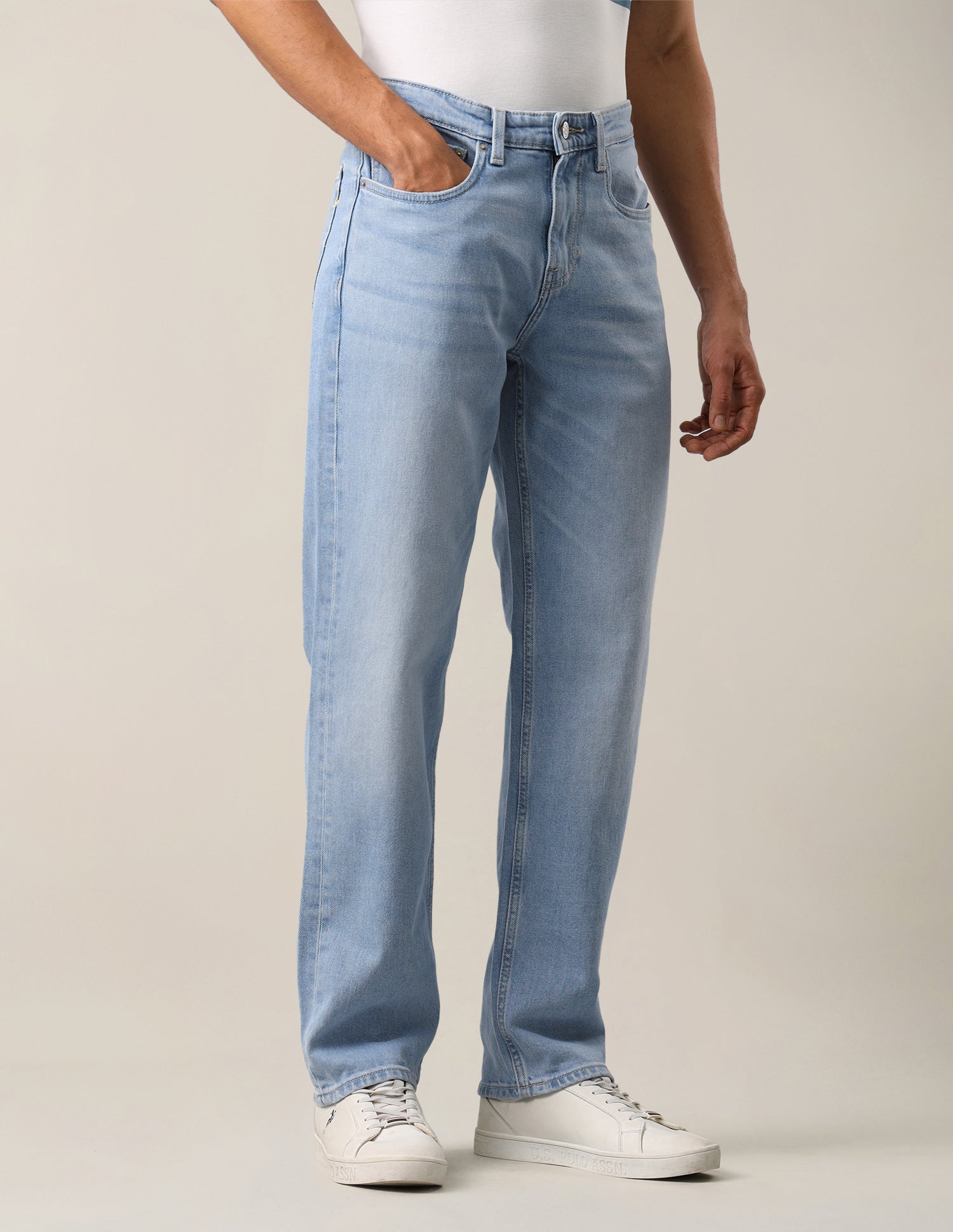 Shawn Relaxed Fit Blue Jeans Light Blue - U.S. Polo Assn. India | Large
