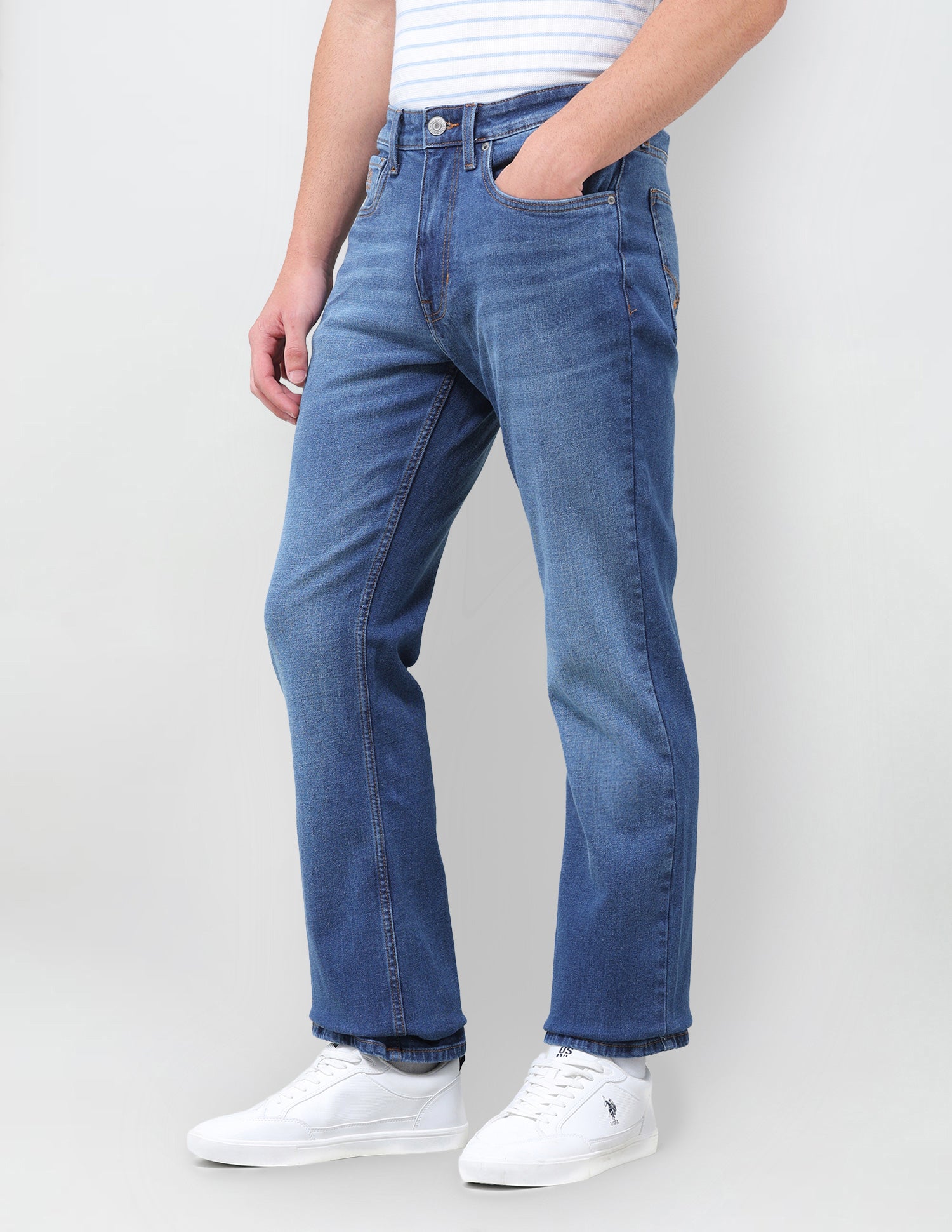 Connor Bootcut Fit Blue Jeans Mid Blue - U.S. Polo Assn. India | Large