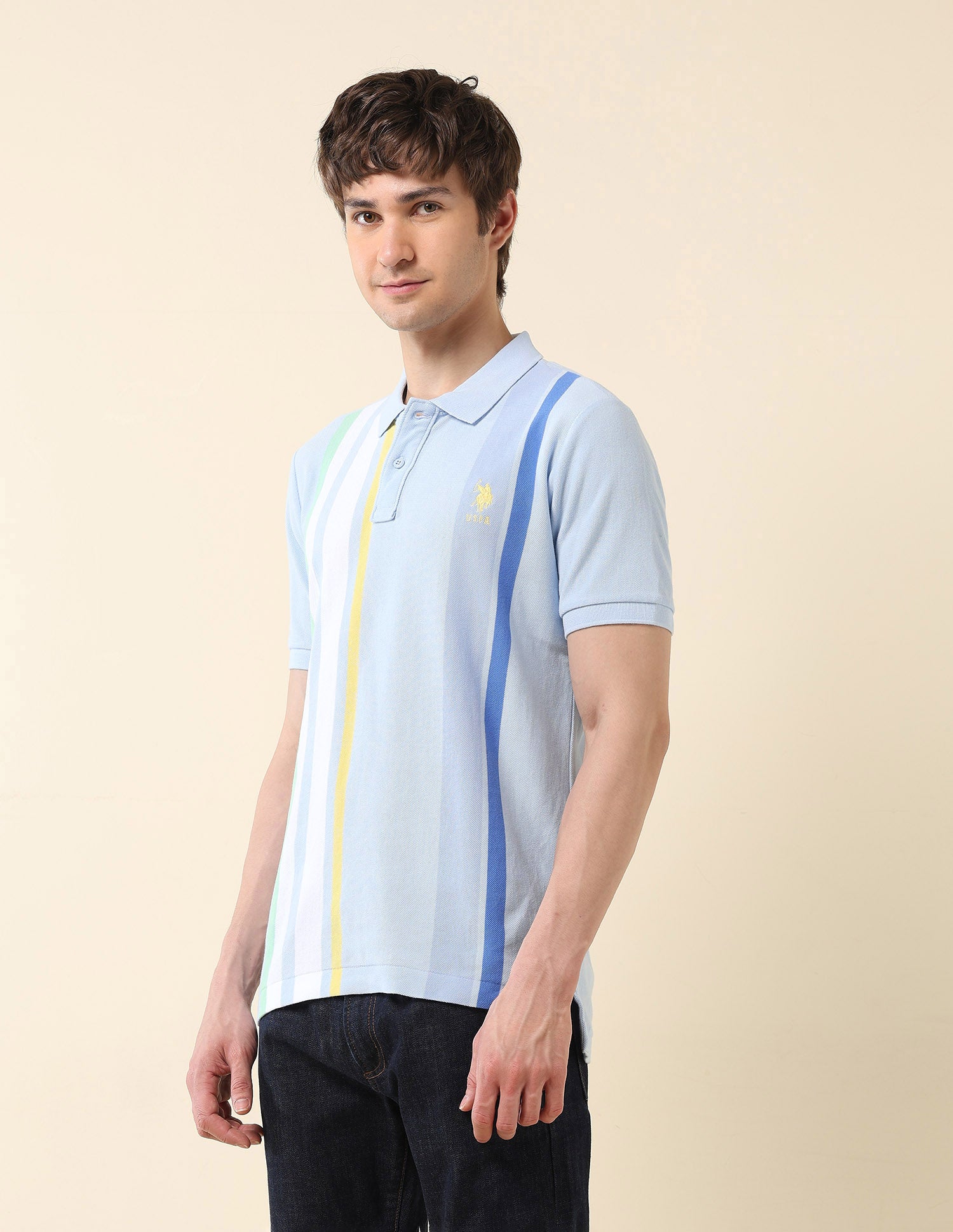 Slim Fit Summer Splash Polo Shirt Light Blue - U.S. Polo Assn. India | Large