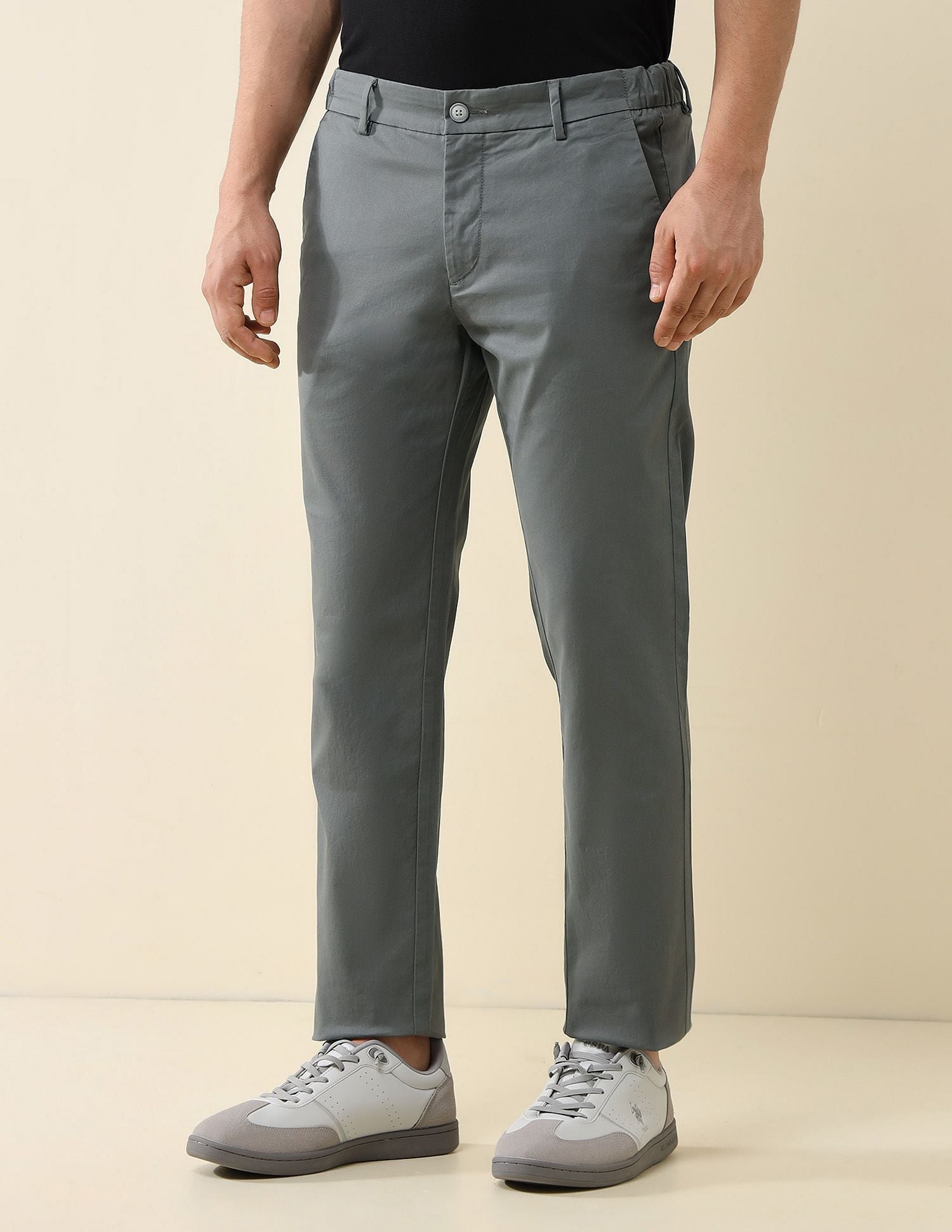 Elasticized Waist Super Slim Fit Trousers Light Grey - U.S. POLO ASSN. | Large