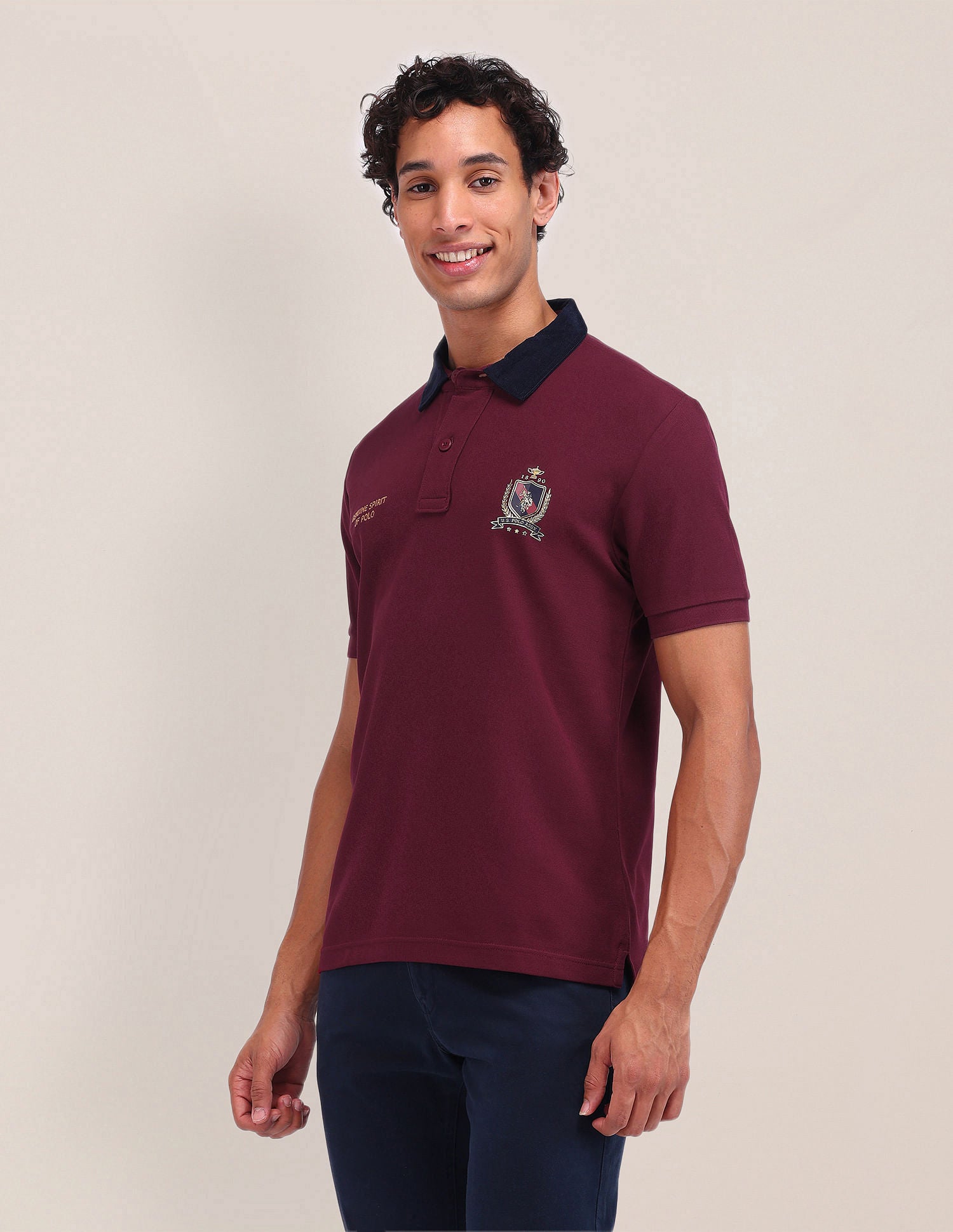Slim Fit Solid Polo Shirt Maroon - U.S. Polo Assn. India | Large