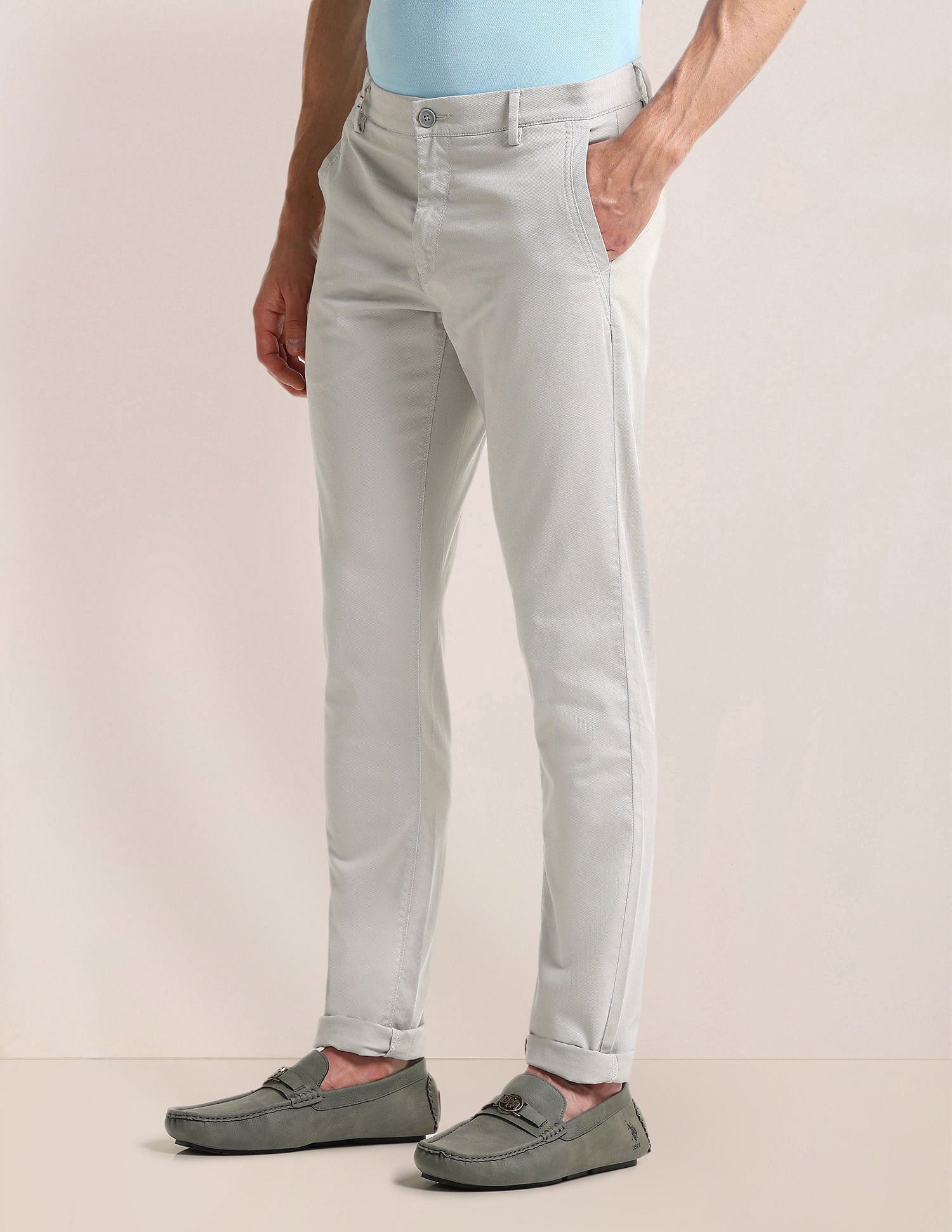 Austin Fit Solid Trousers Light-Grey - U.S. POLO ASSN. | Large