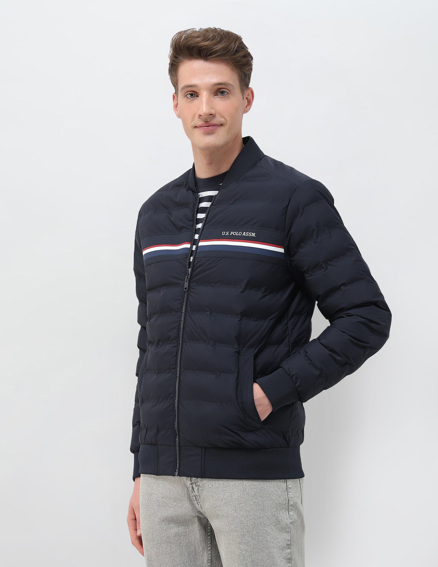 Puffer Baseball Collar Regular Fit Jacket Navy - U.S. Polo Assn. India | Large