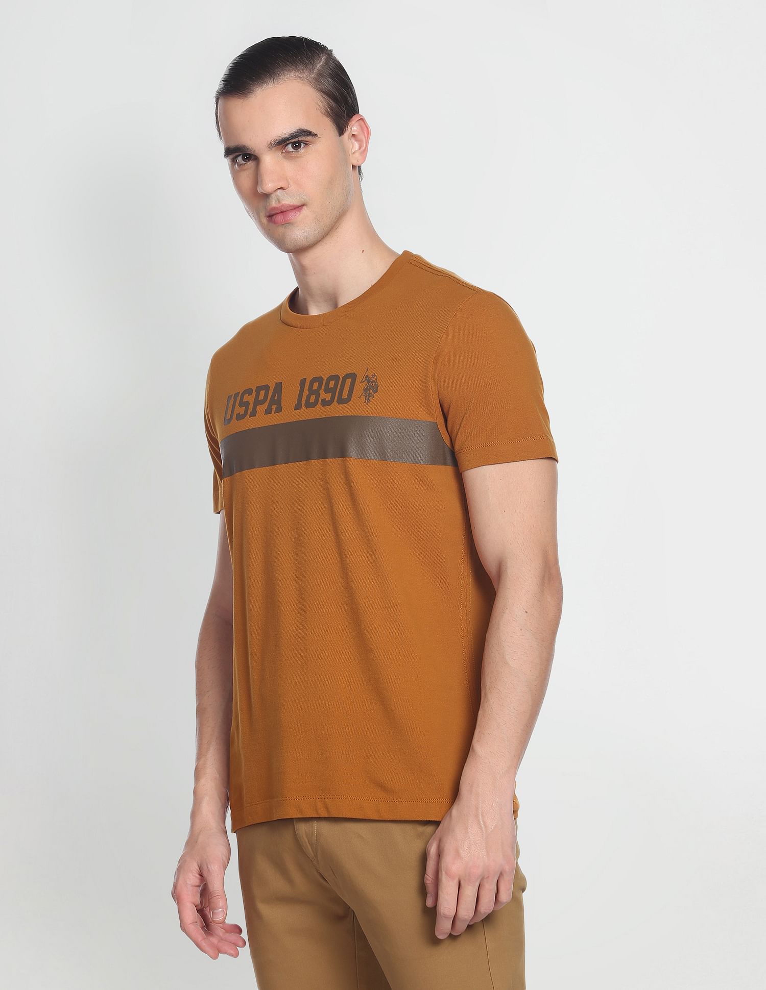 Iconic Brand Print T-Shirt Ochre - U.S. POLO ASSN. | Large