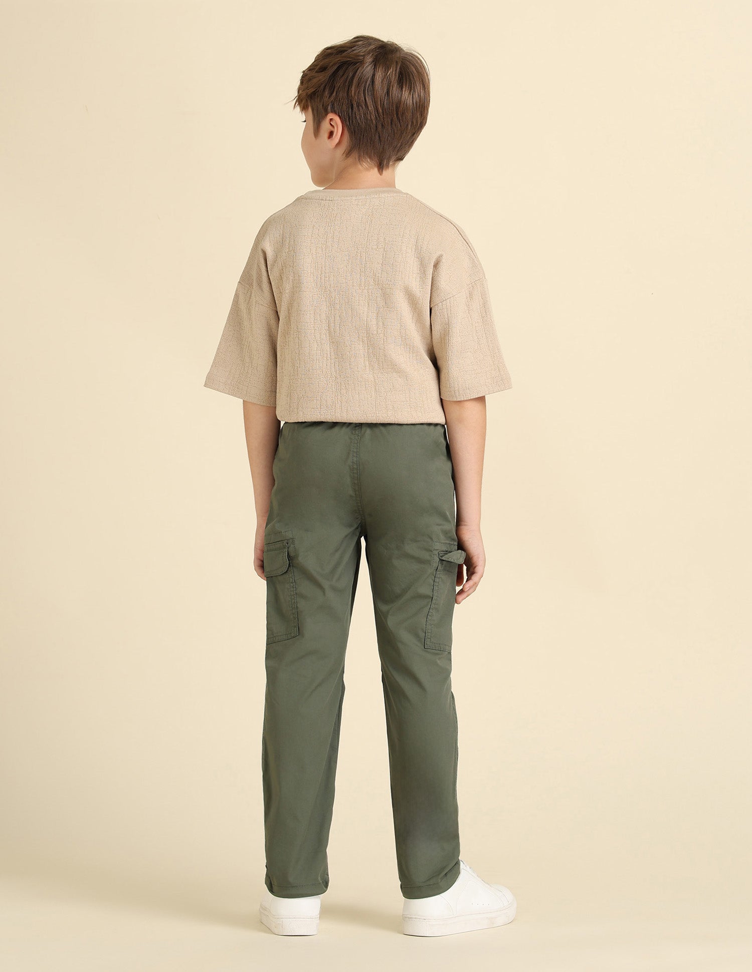 Boys Regular Fit Solid Cargos Olive - U.S. POLO ASSN. | Large