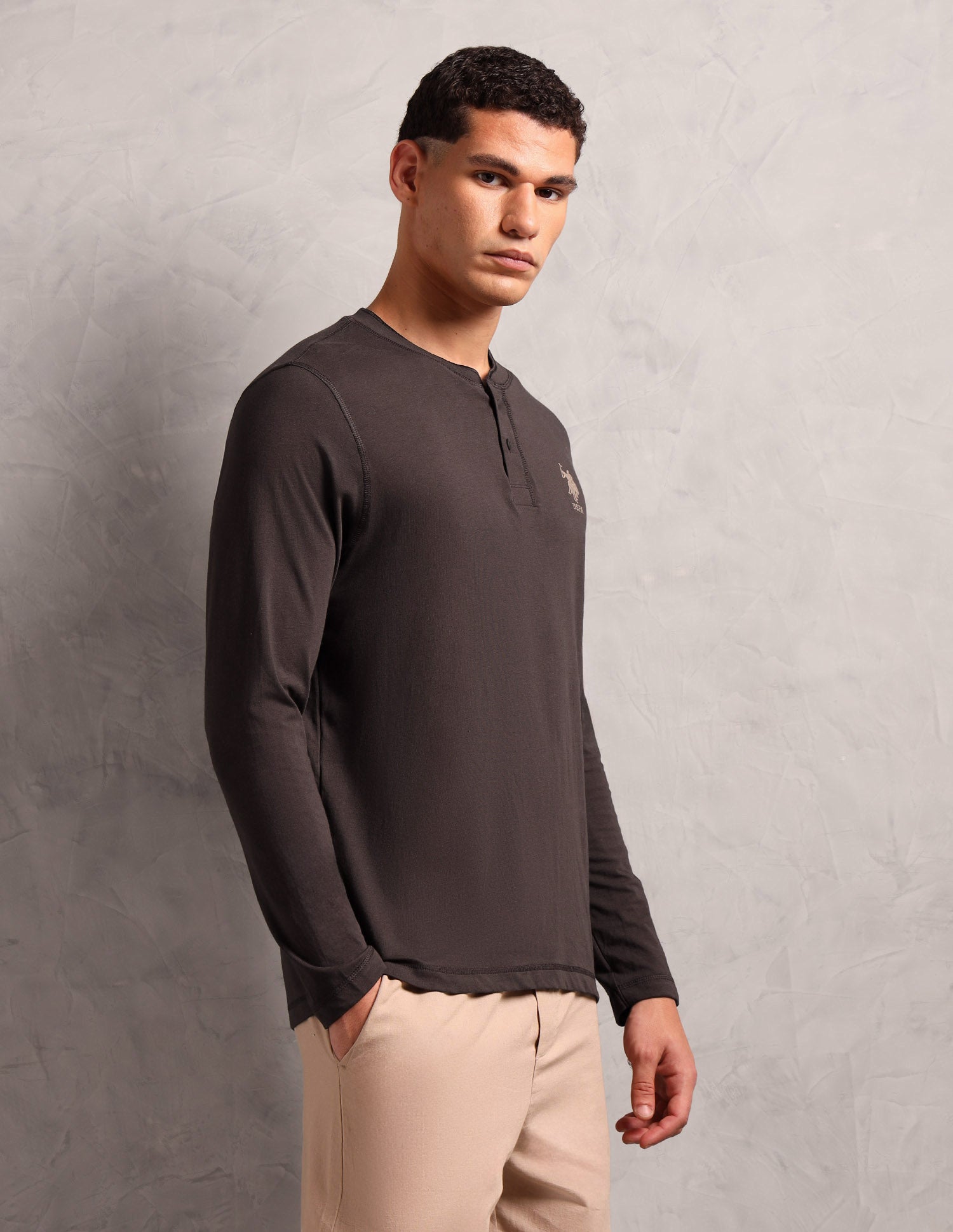 Pure Cotton I694 Lounge Henley T-Shirt - Pack Of 1 Choco - U.S. POLO ASSN. | Large