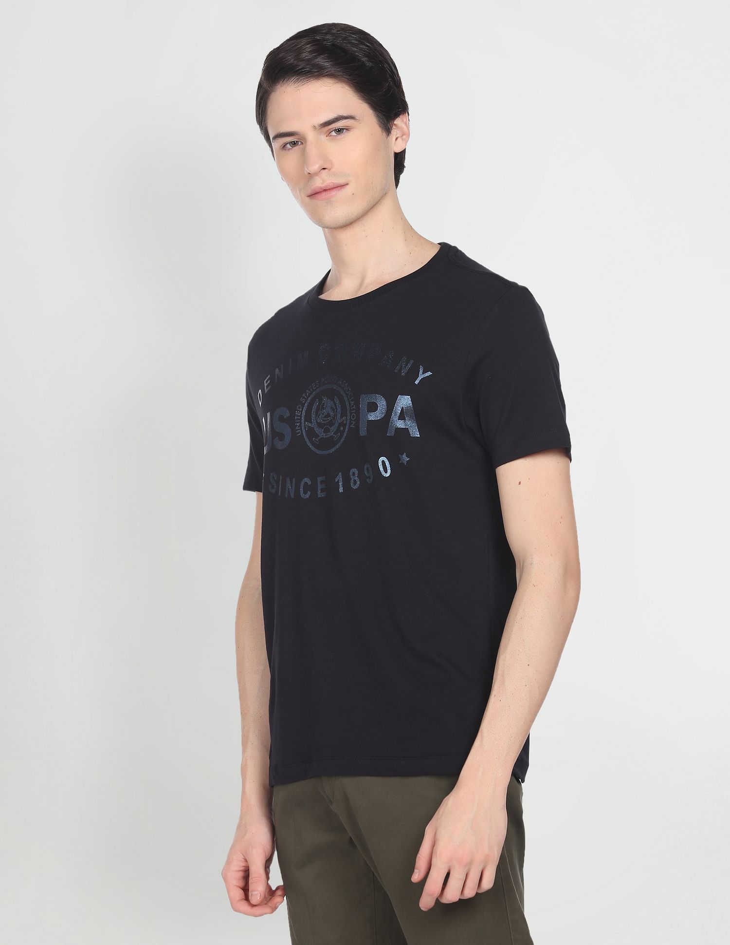 Iconic Brand Print T-Shirt Black - U.S. Polo Assn. India | Large