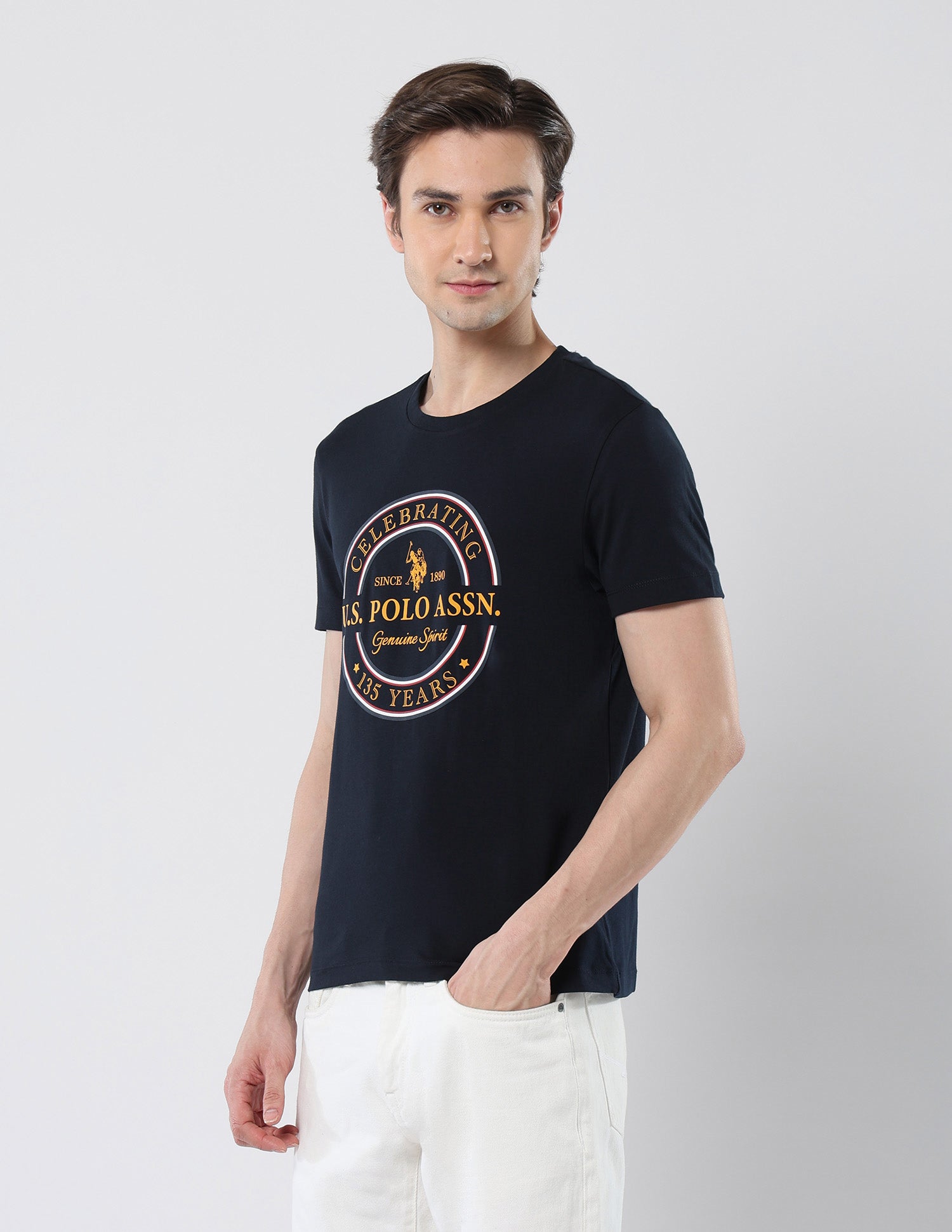Brand Printed 135 Anniversary T-Shirt Navy - U.S. Polo Assn. India | Large