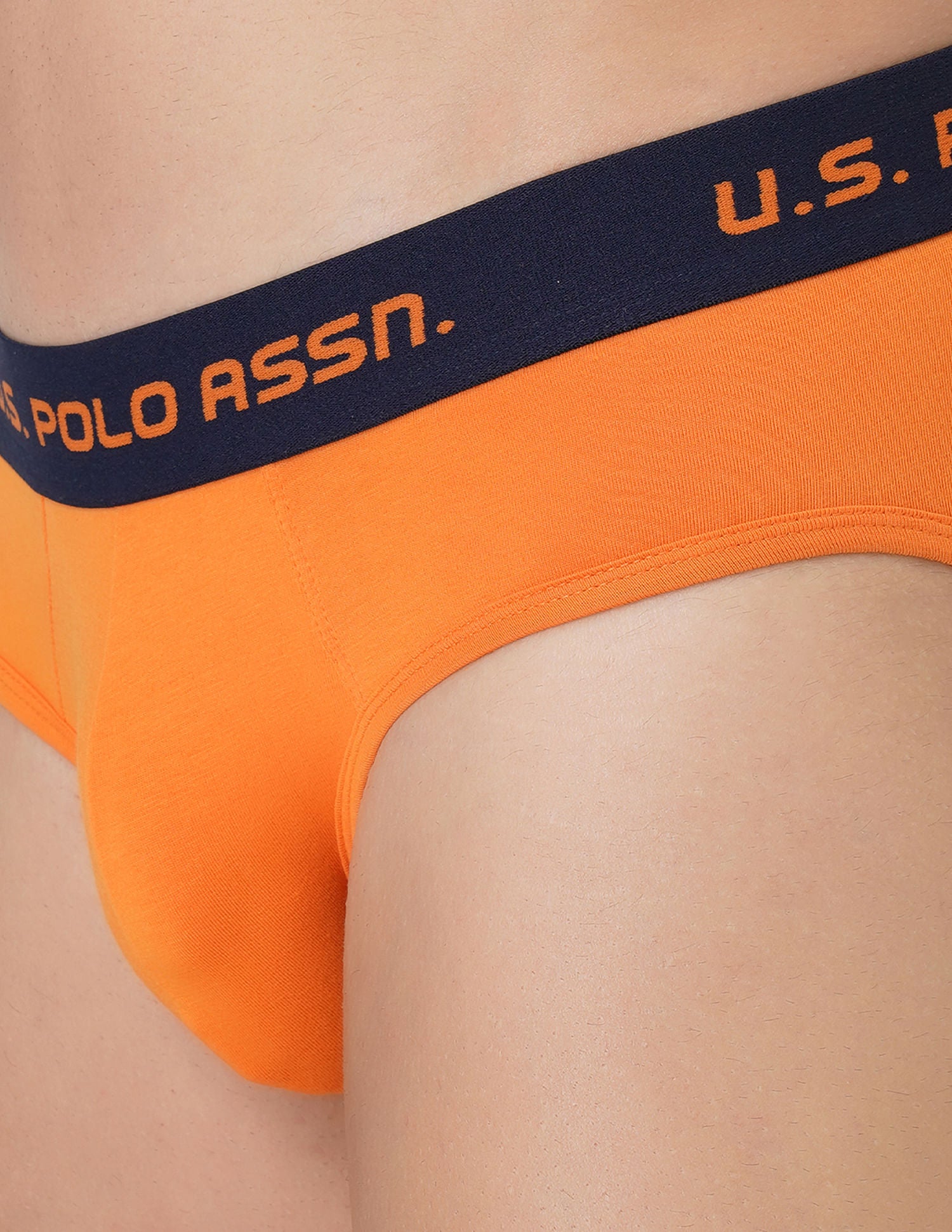 Brushed Elastic Cotton Stretch IYAJ Briefs - Pack Of 2 Orange and Blue - U.S. POLO ASSN. | Large
