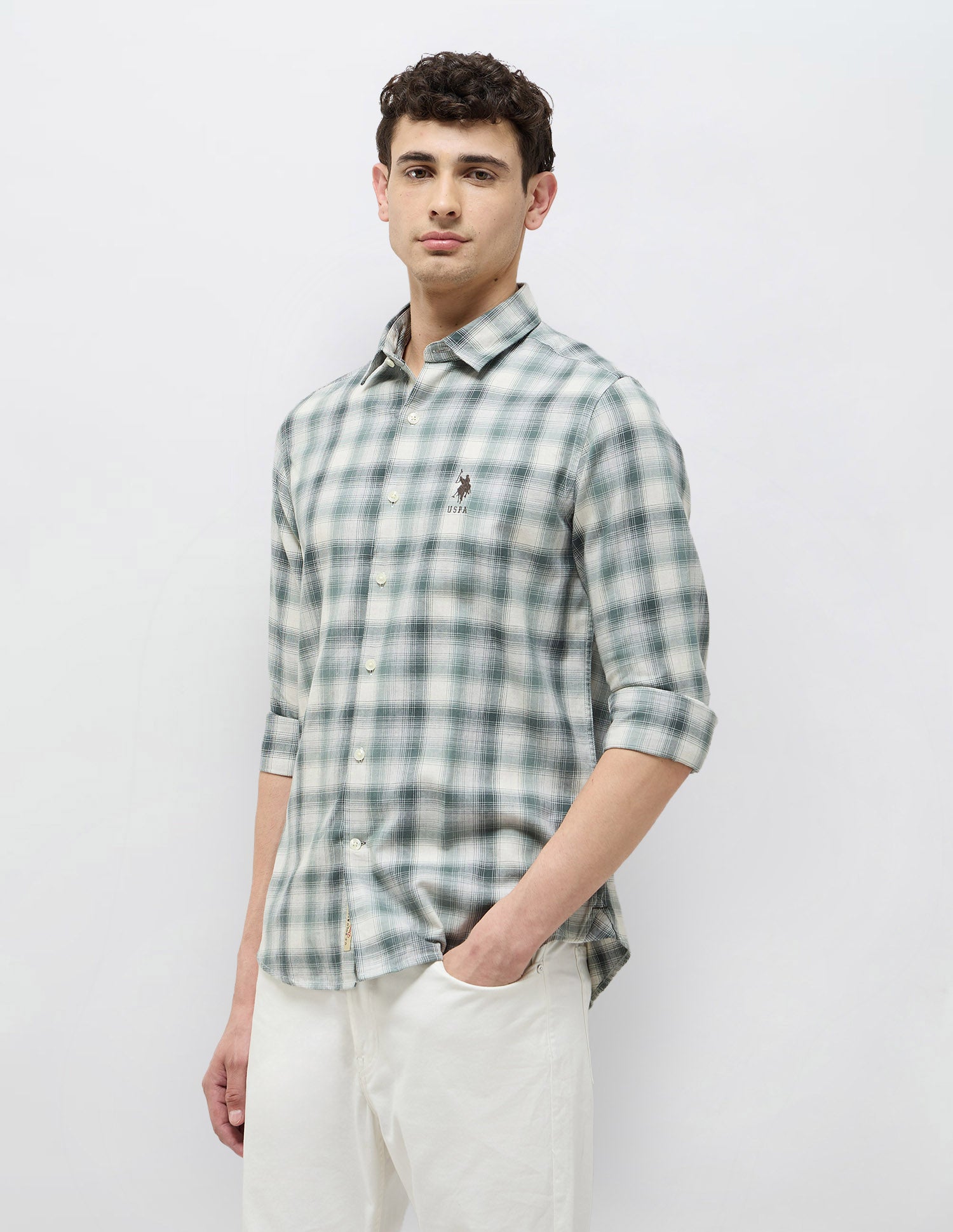 Tartan Checked Regular Fit Shirt Green - U.S. POLO ASSN. | Large