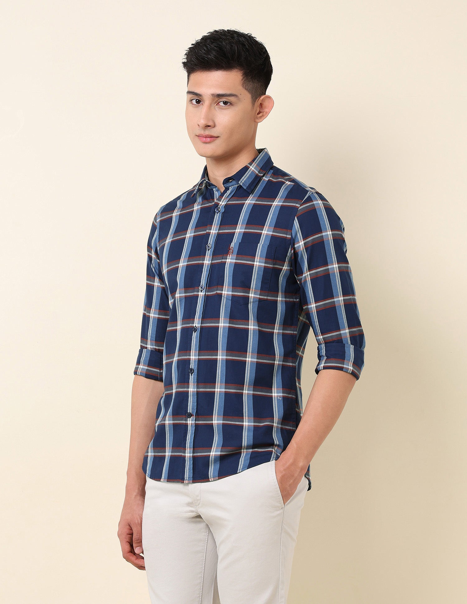 Pure Cotton Tartan Checked Shirt Navy - U.S. Polo Assn. India | Large