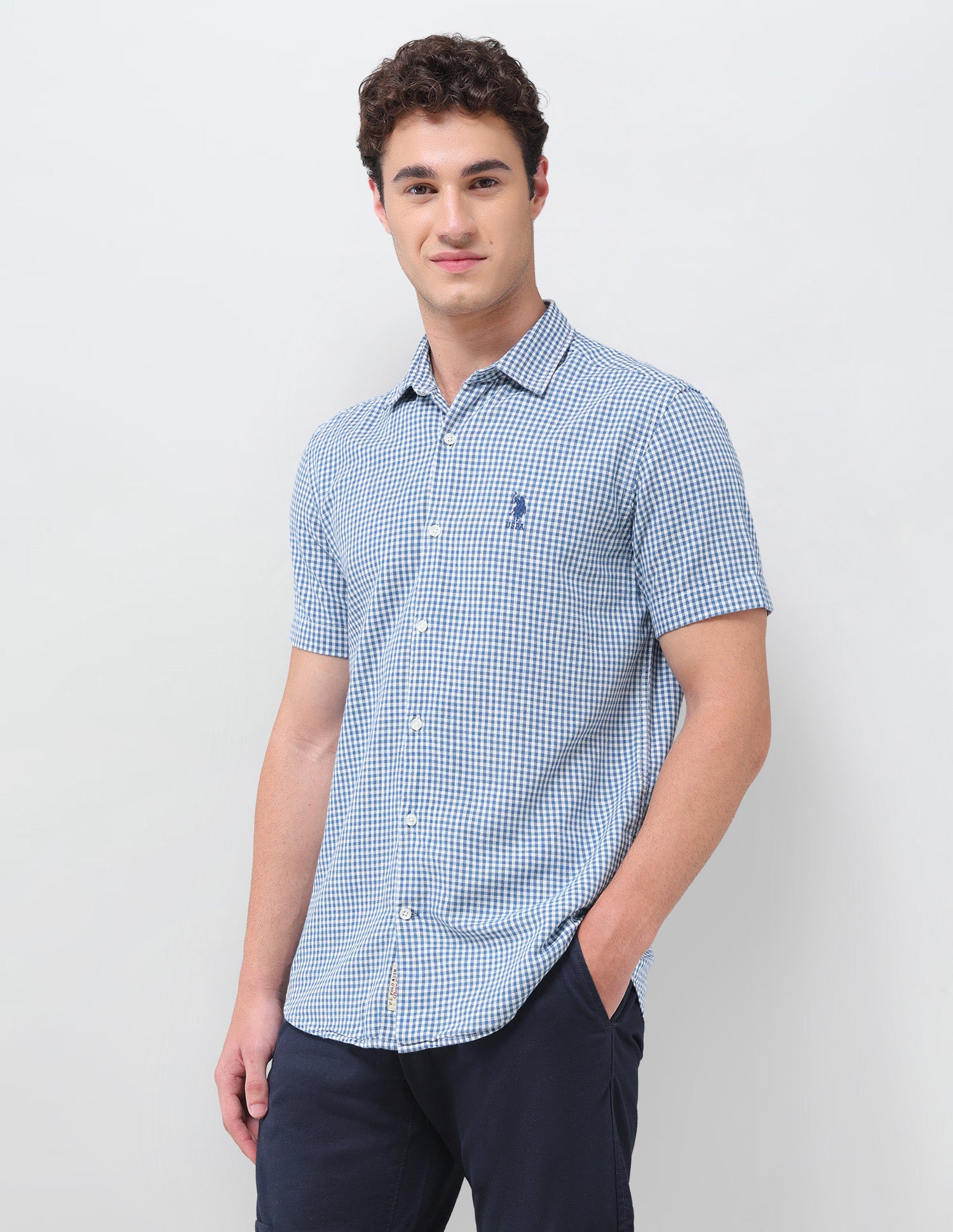 Gingham Checked Regular Fit Shirt Indigo - U.S. Polo Assn. India | Large
