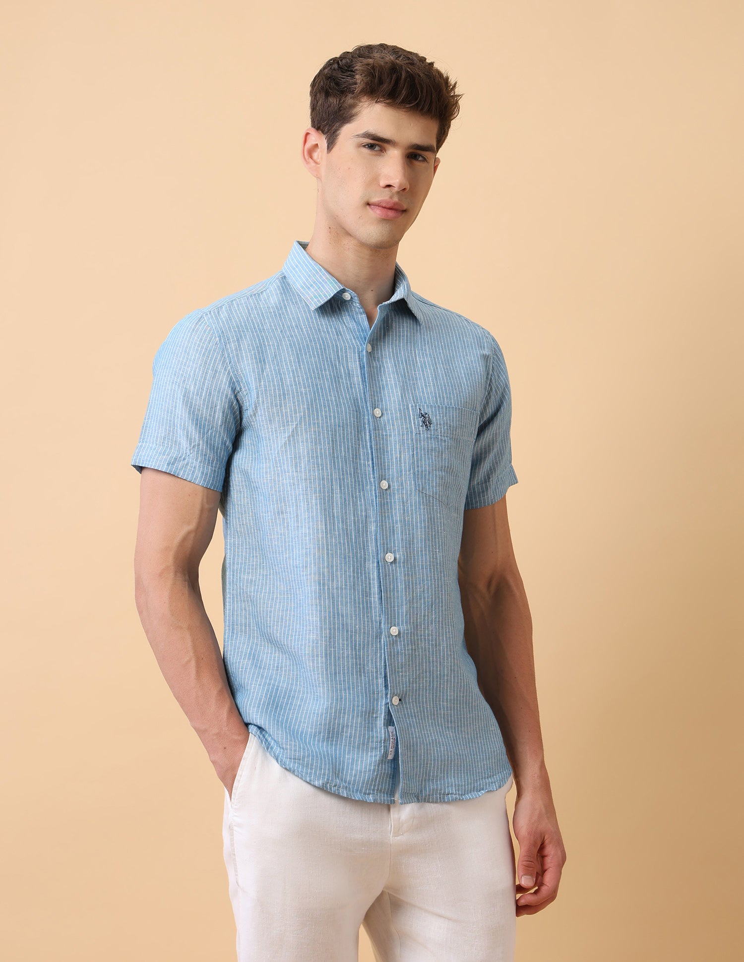 Pacho X Dobby Regular Fit Shirt Teal - U.S. Polo Assn. India | Large