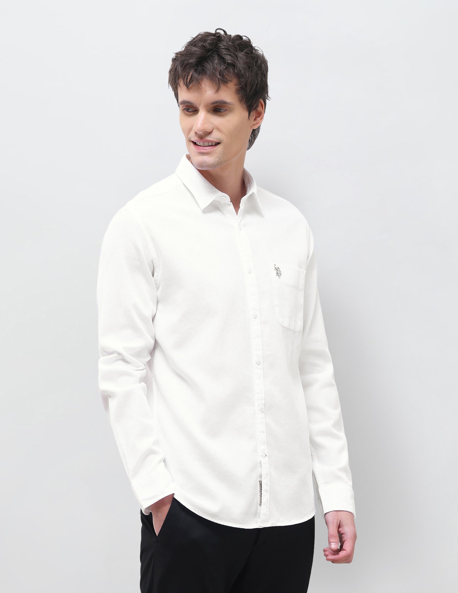 Twill Solid Shirt White - U.S. Polo Assn. India | Large