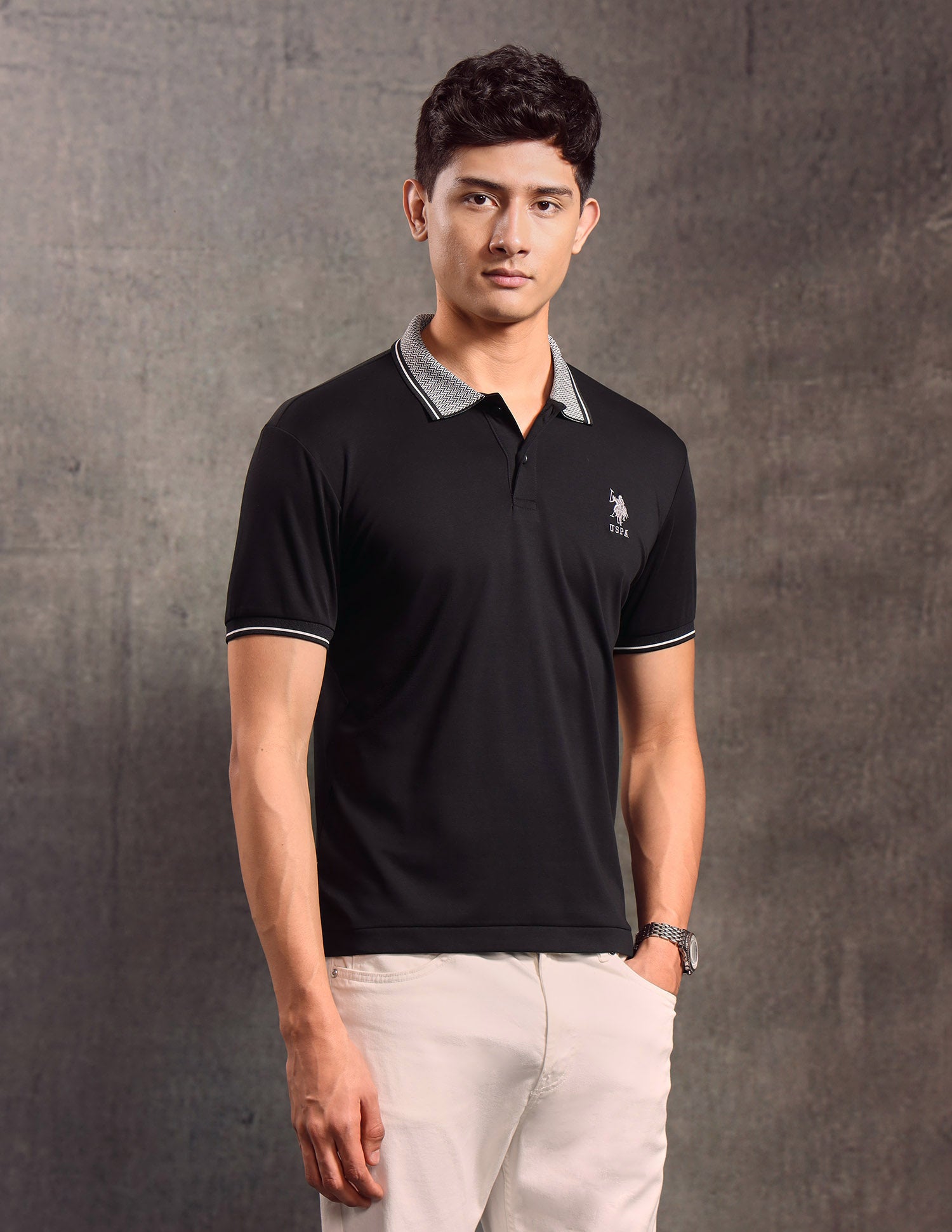 Solid Muscle Fit Polo shirt Black - U.S. POLO ASSN. | Large