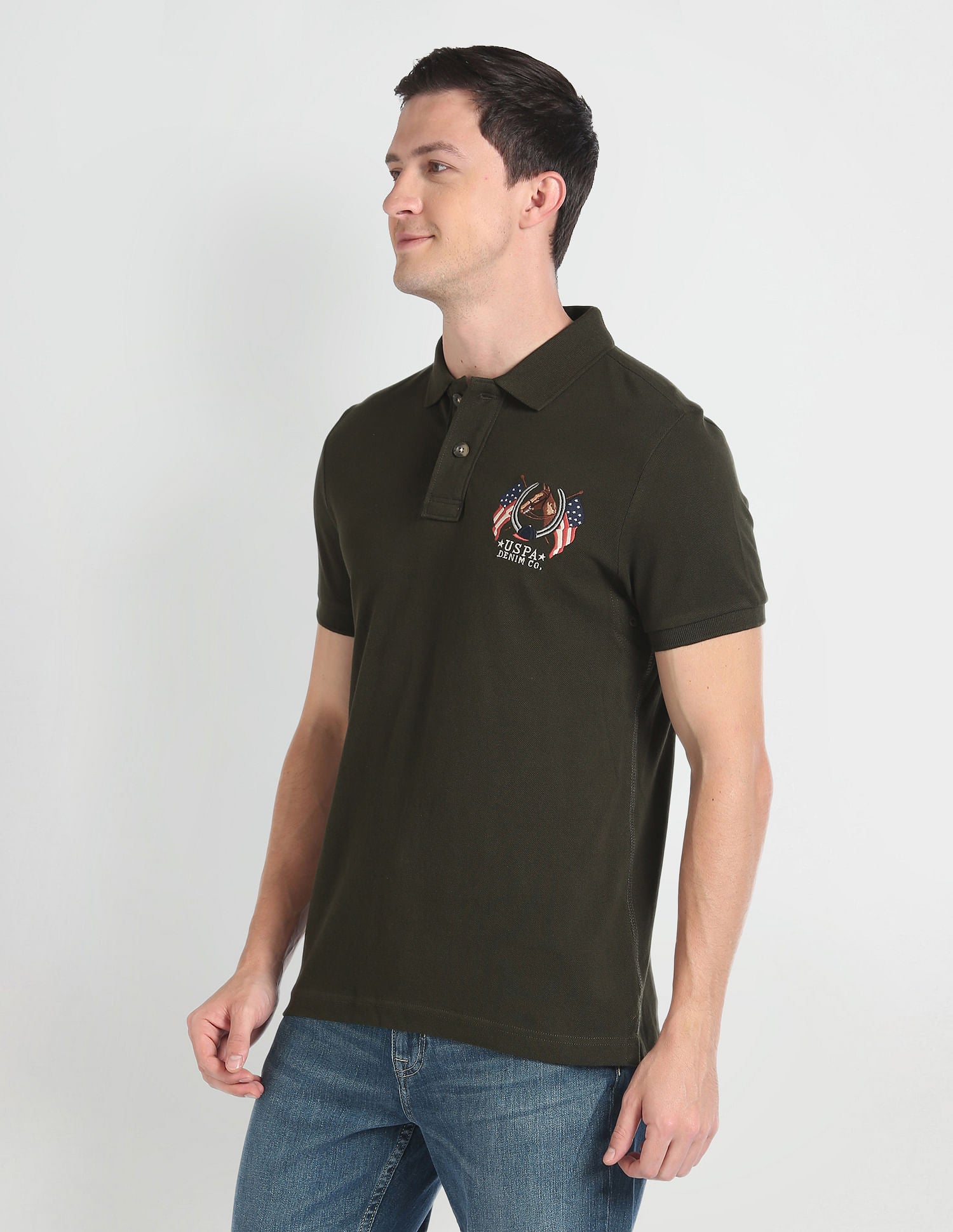 Solid Pique Polo Shirt Green - U.S. Polo Assn. India | Large