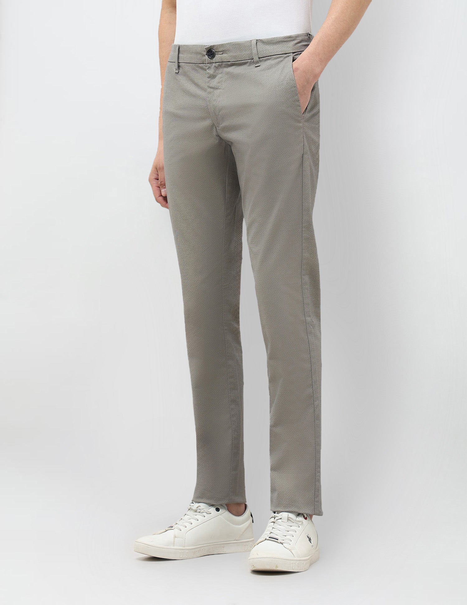 Textured Slim Fit Trousers Dark Grey - U.S. POLO ASSN. | Large